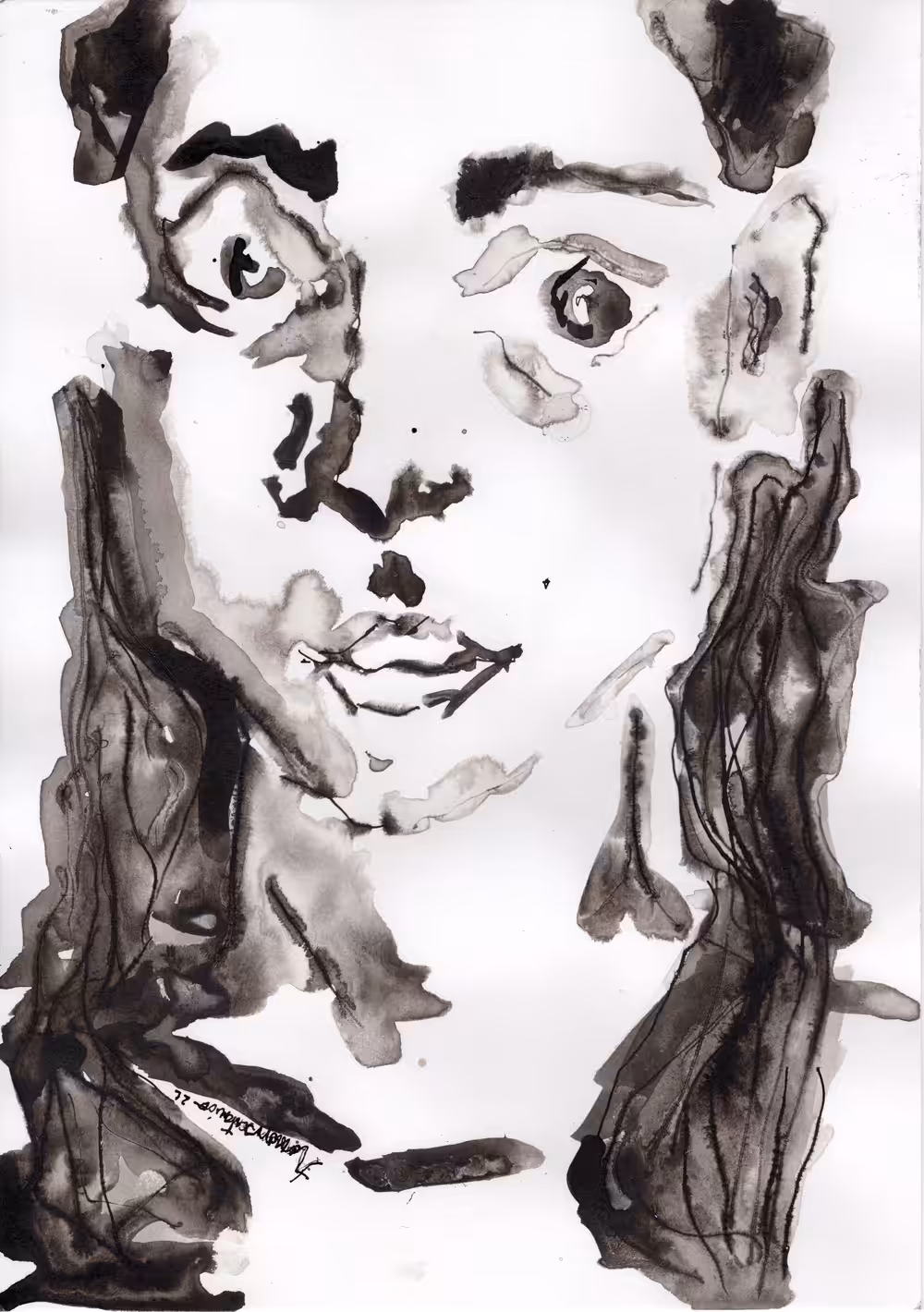 Autorretrato blanco, descompuesto y negro