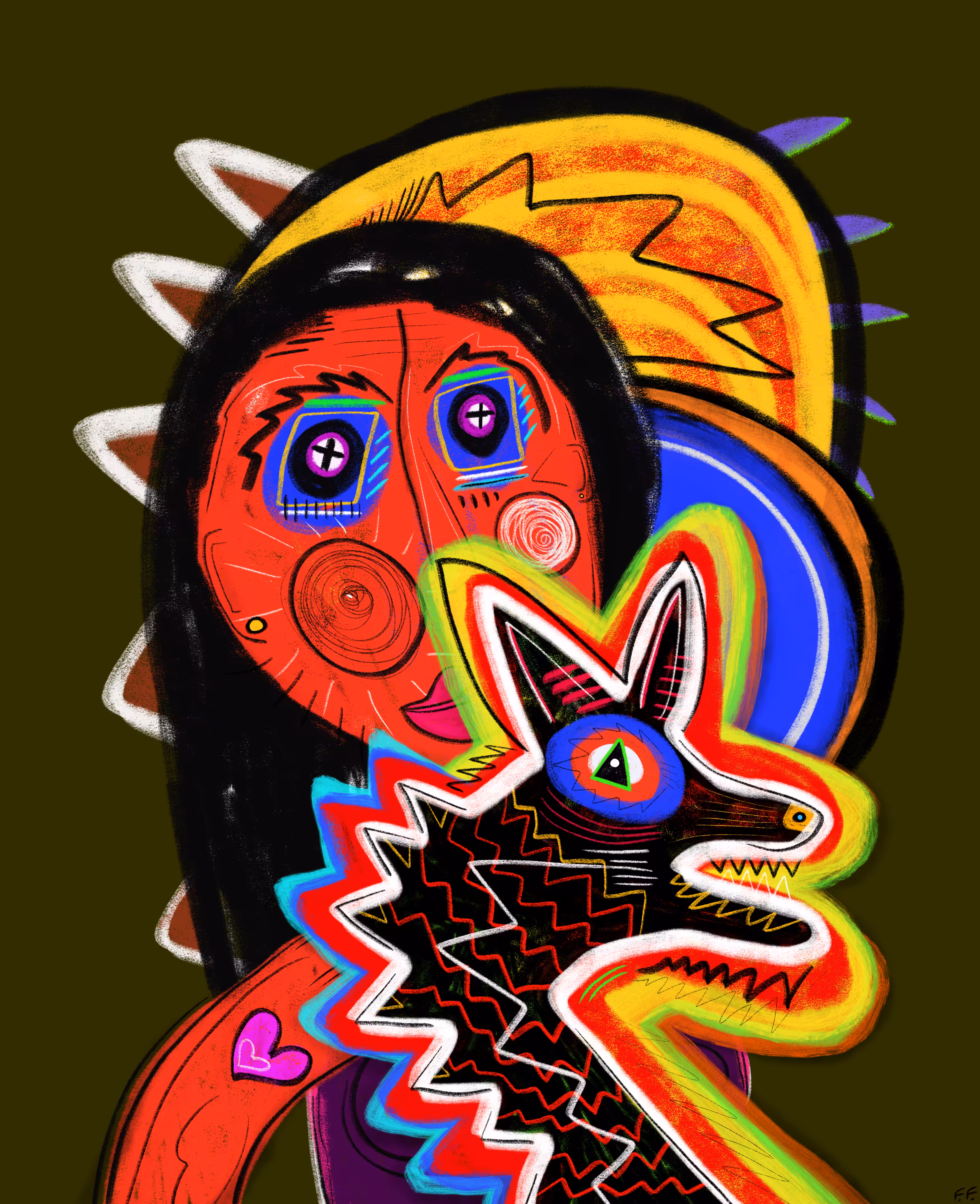 Woman with a wolf
