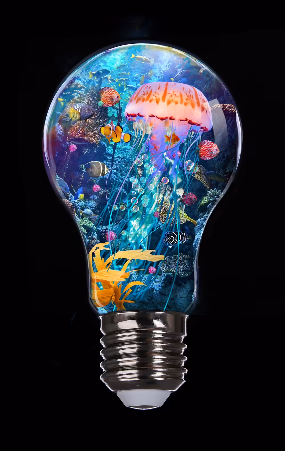 Jellyfish Garden in a Lightbulb