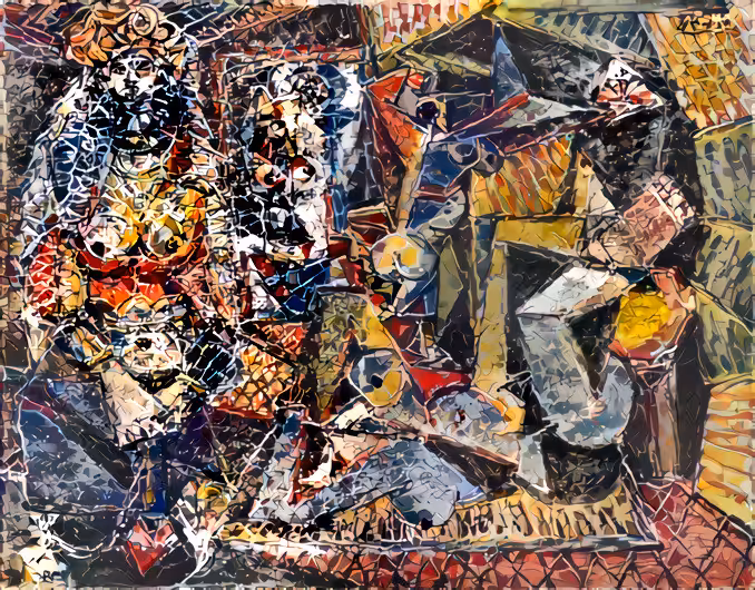 Picasso’s Les Femmes D'Alger in the style of Jackson Pollock’s Number 17A