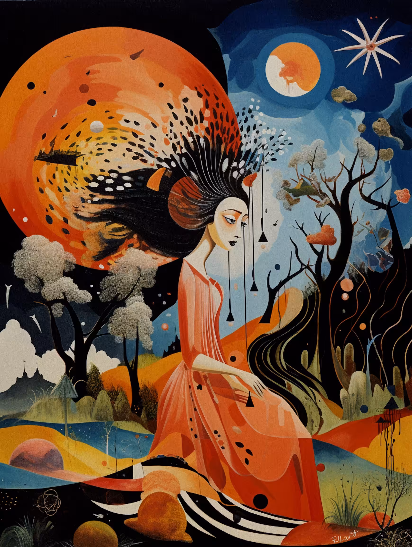 "Ephemeral Existence: The Girl's Journey Through Abstract Realities"