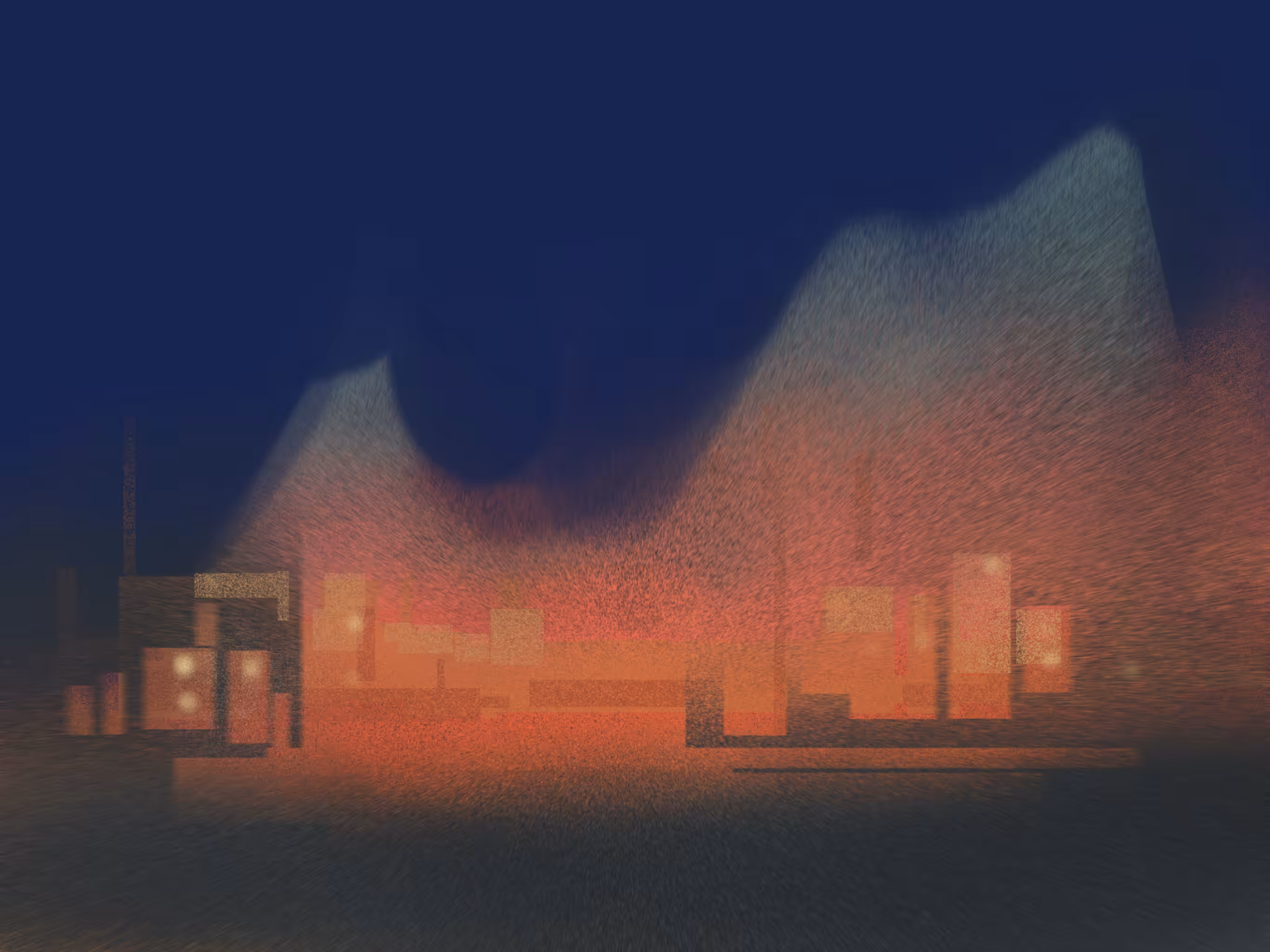 Burning town