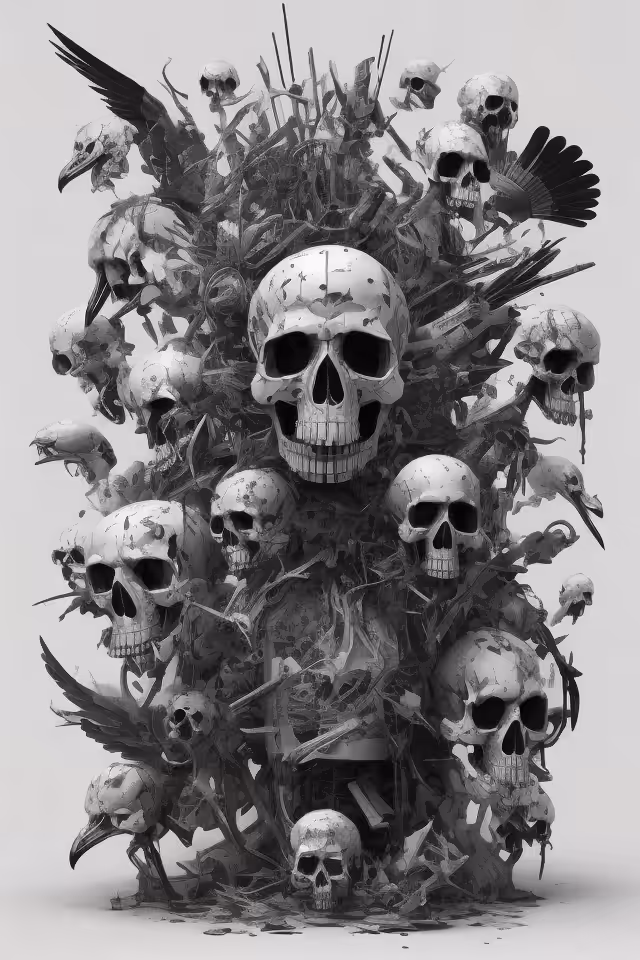 black and white skull