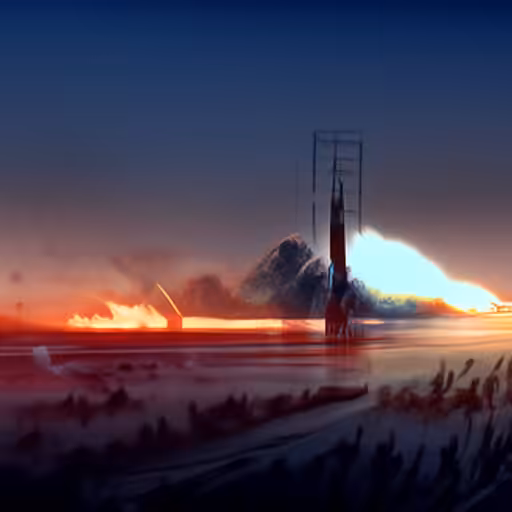 Rocket ship ready on the launchpad