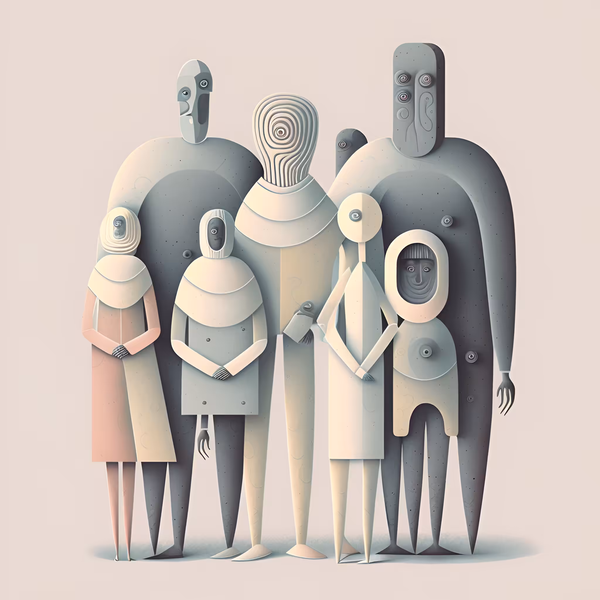 Faceless crowd