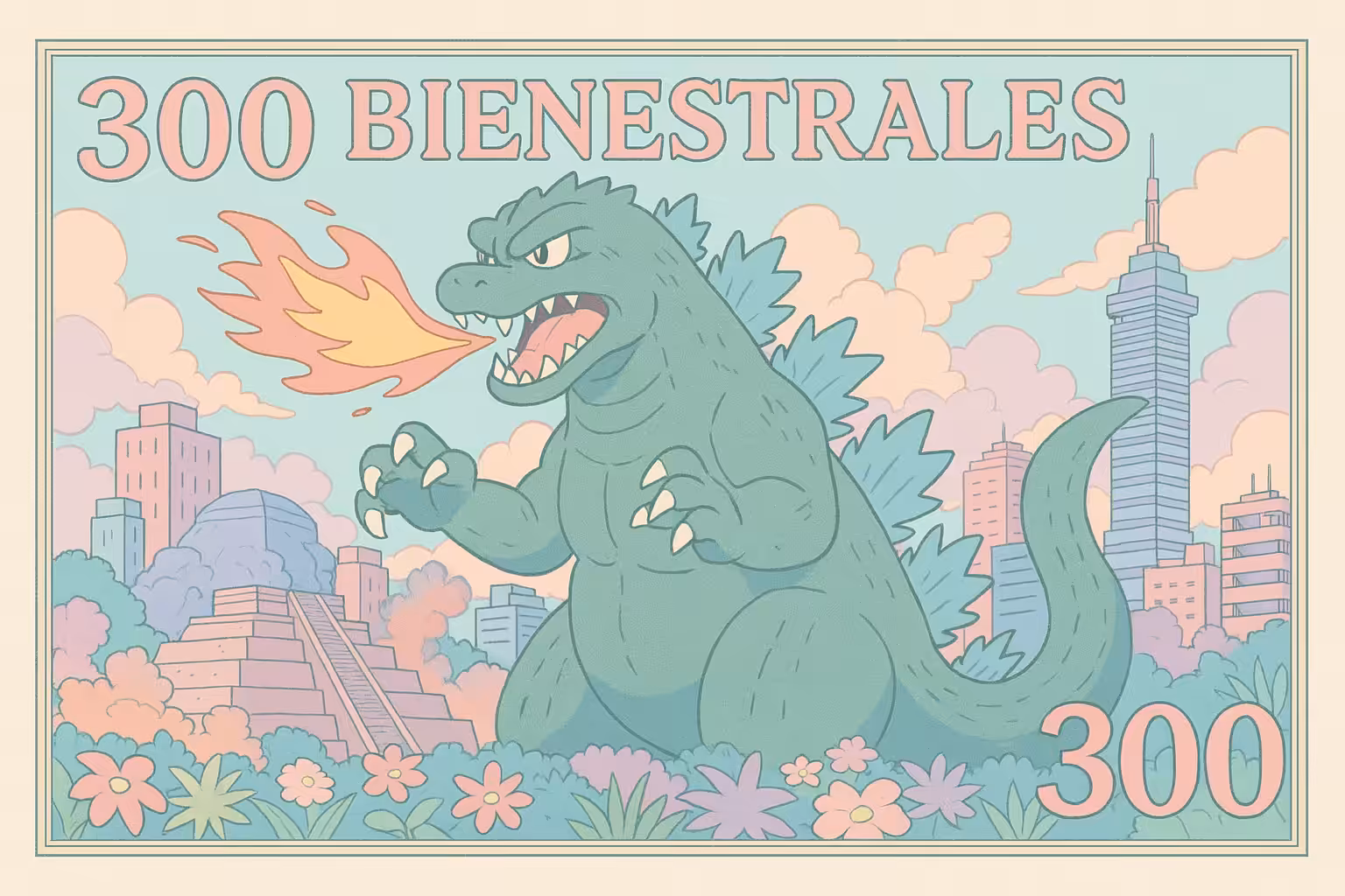Bienestrales Mexican Art Money 300 Pesos