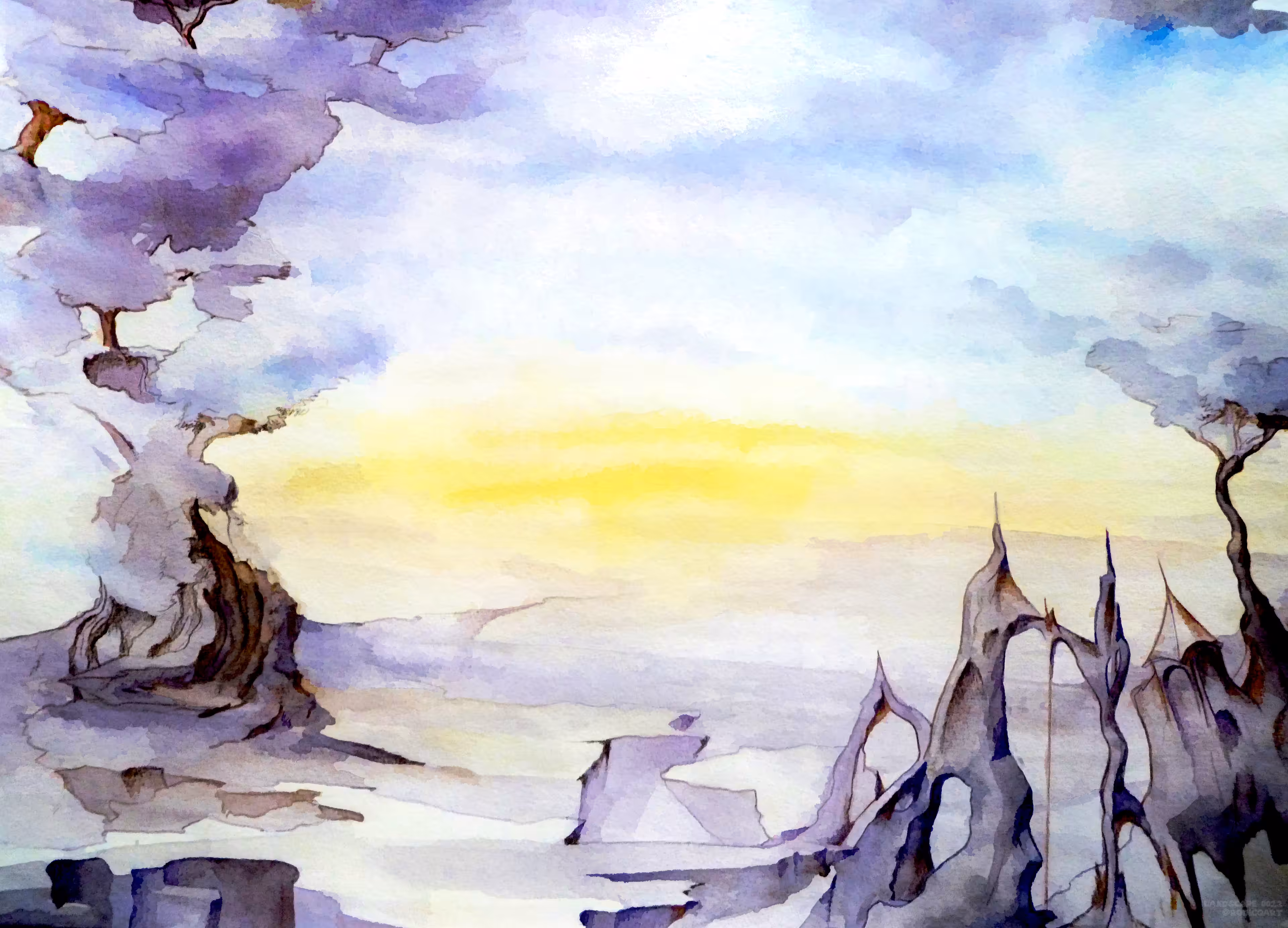 Fantasy watercolor landscape 0013
