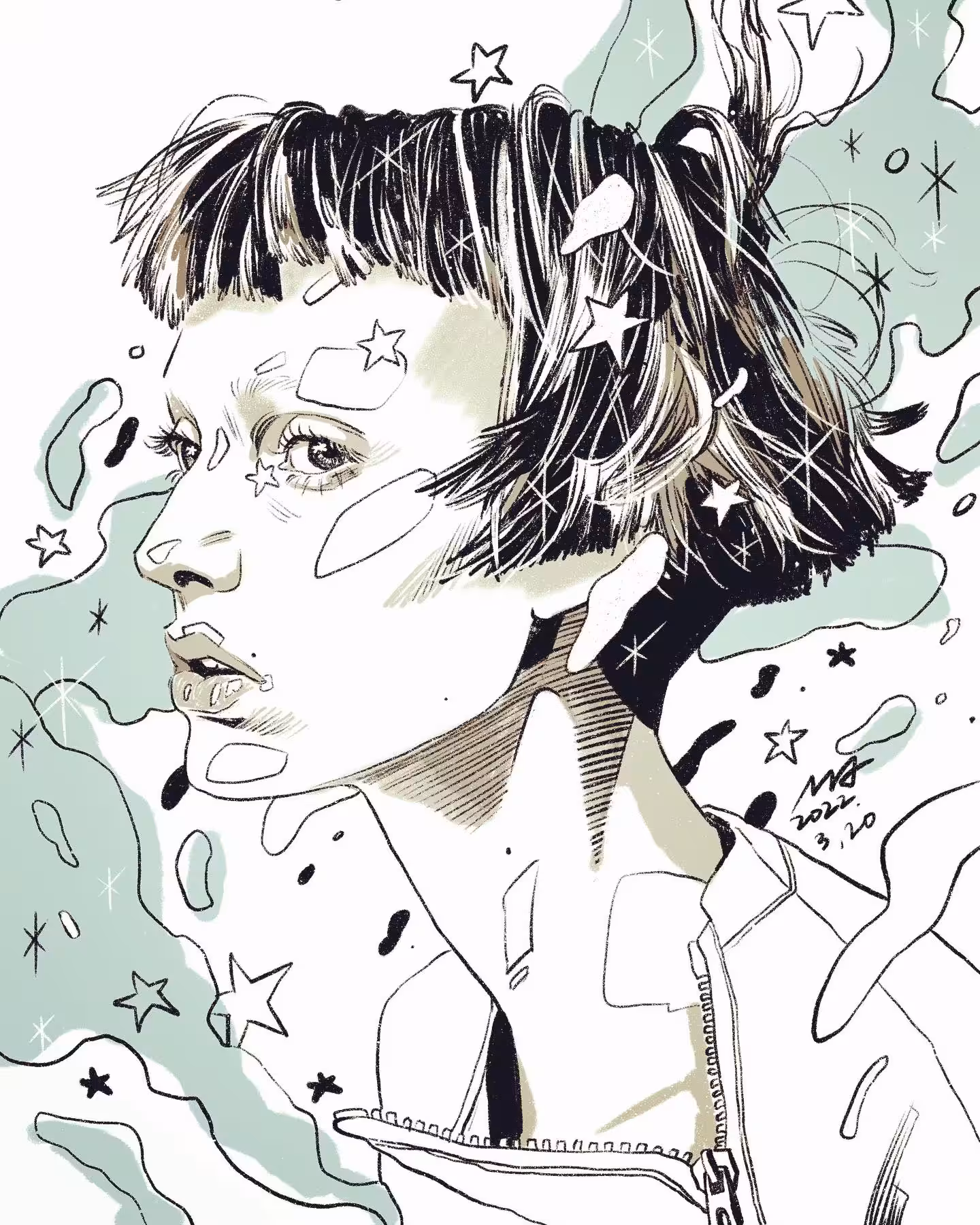 lines of aura-mint  #015