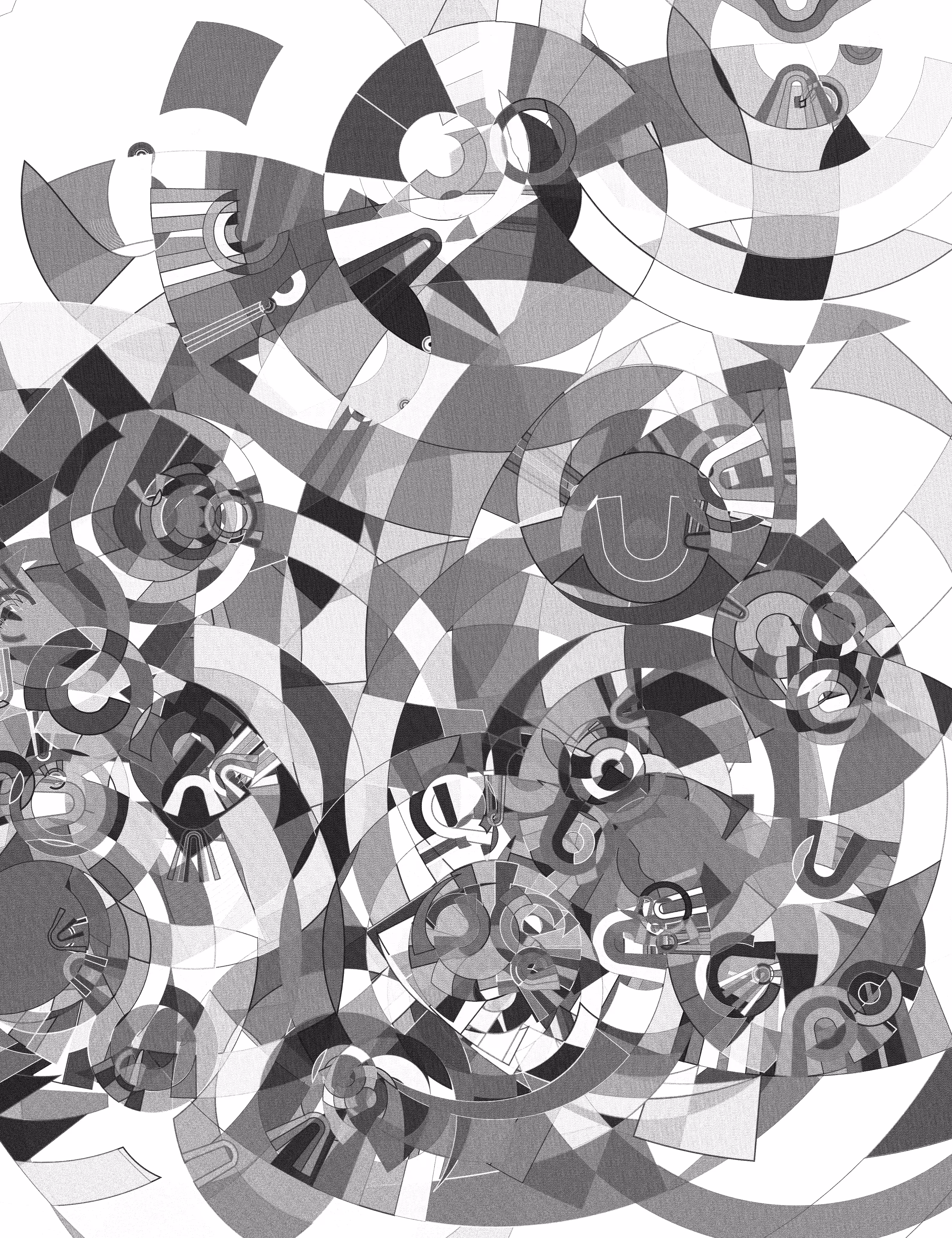 polycircle composition in black and white