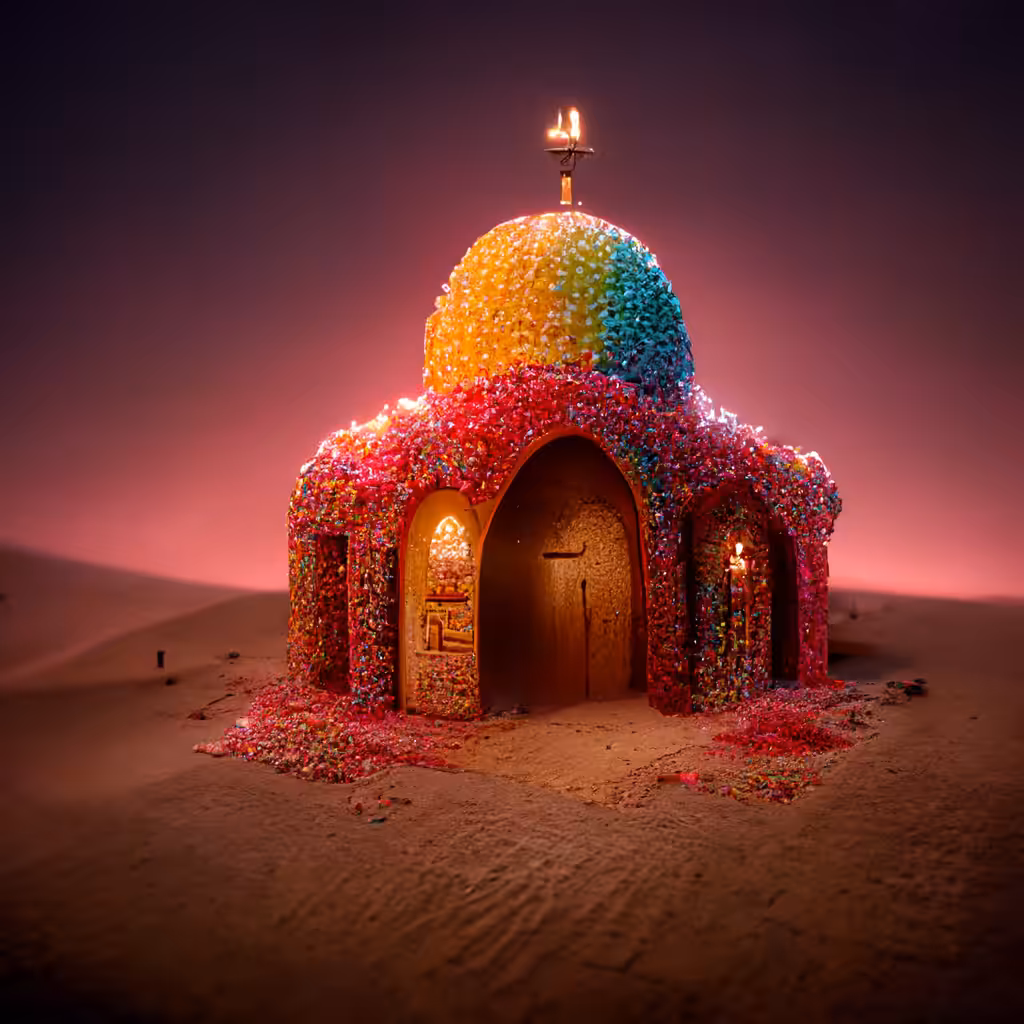 ancient candy temple in the desert 