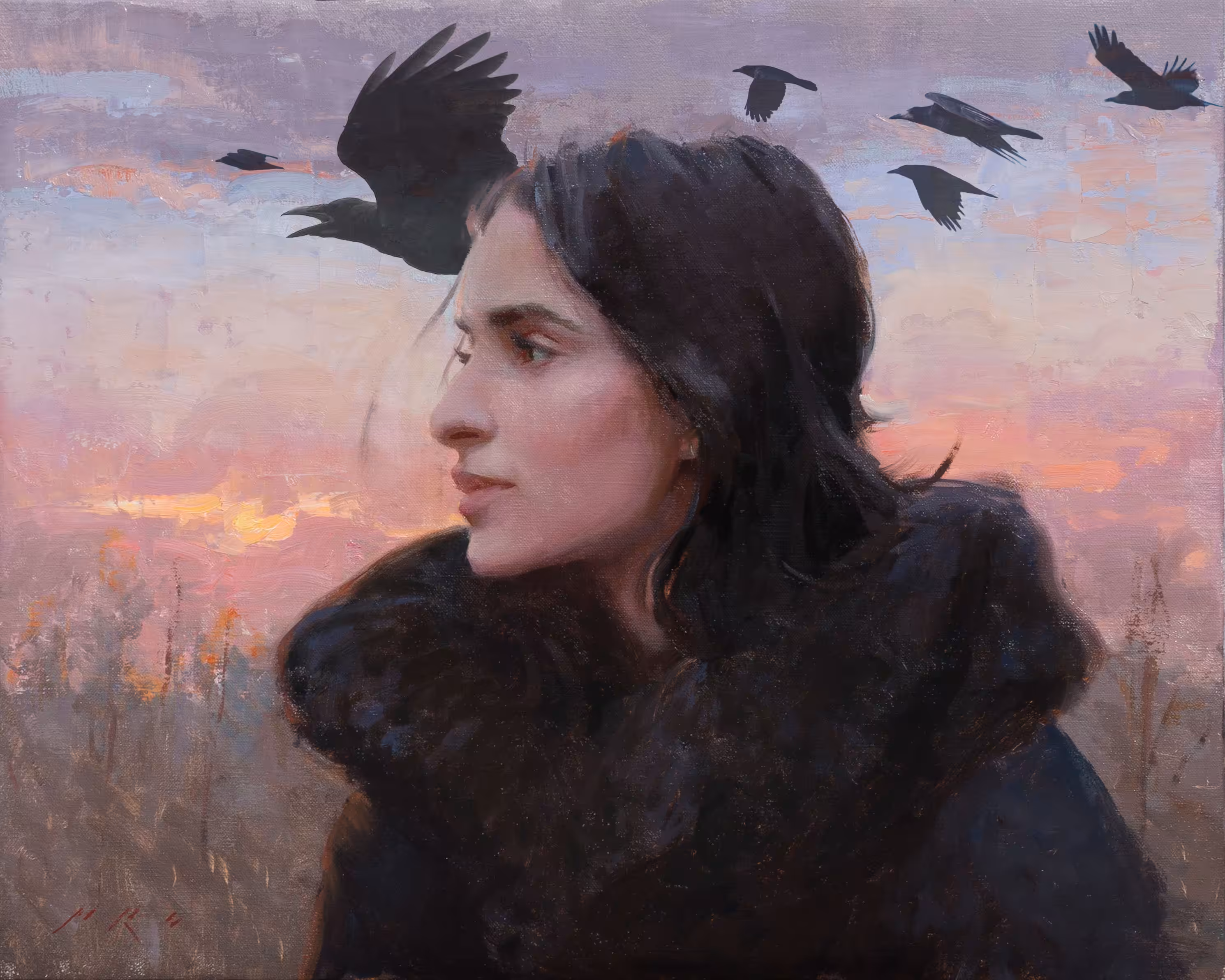 Winter's Light with Crows