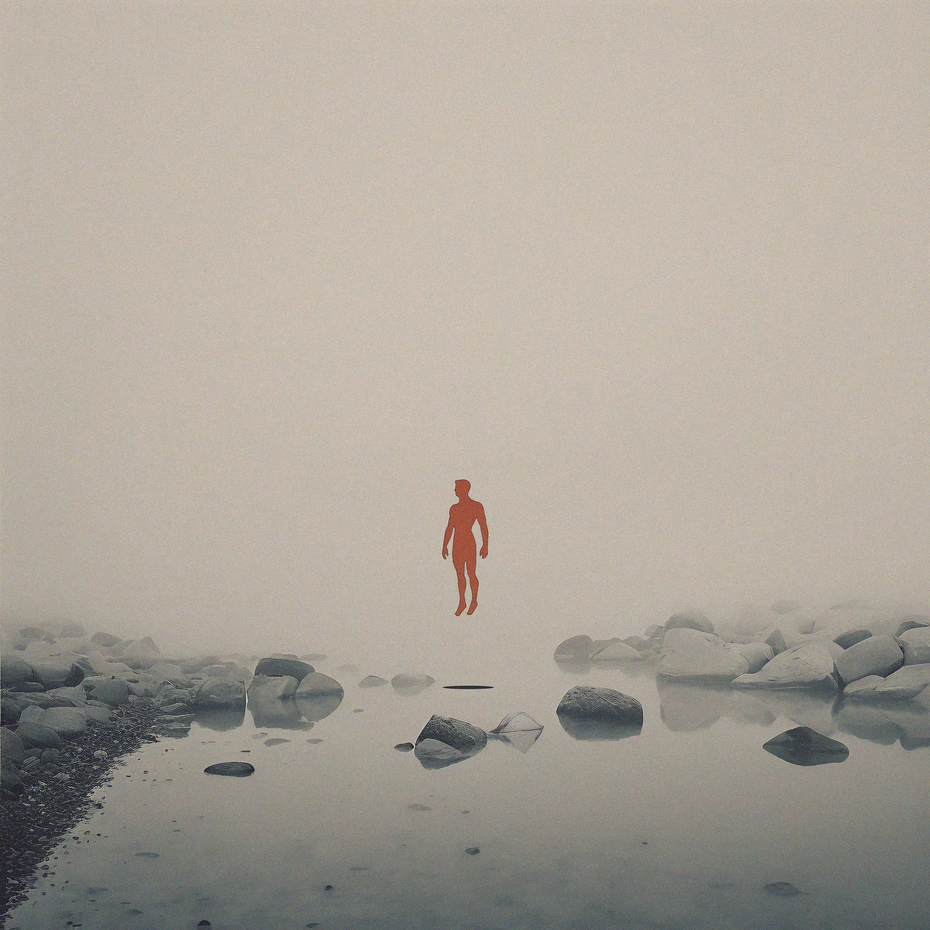 Floating in the foggy shore