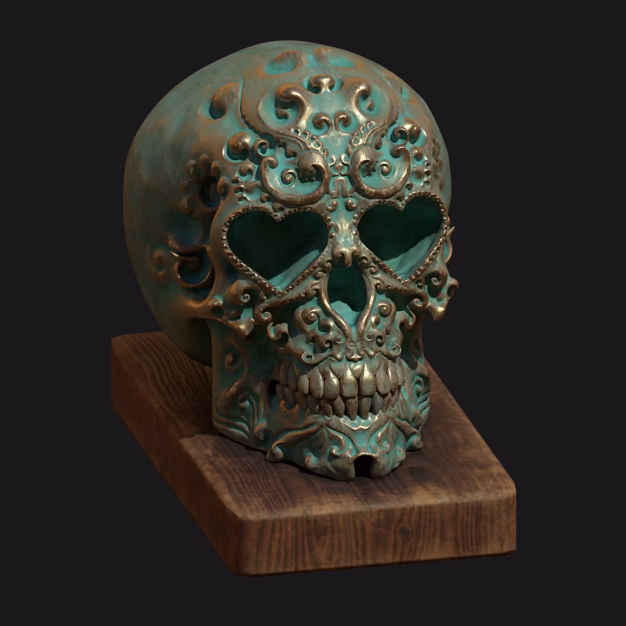 Mexican skull heart shape