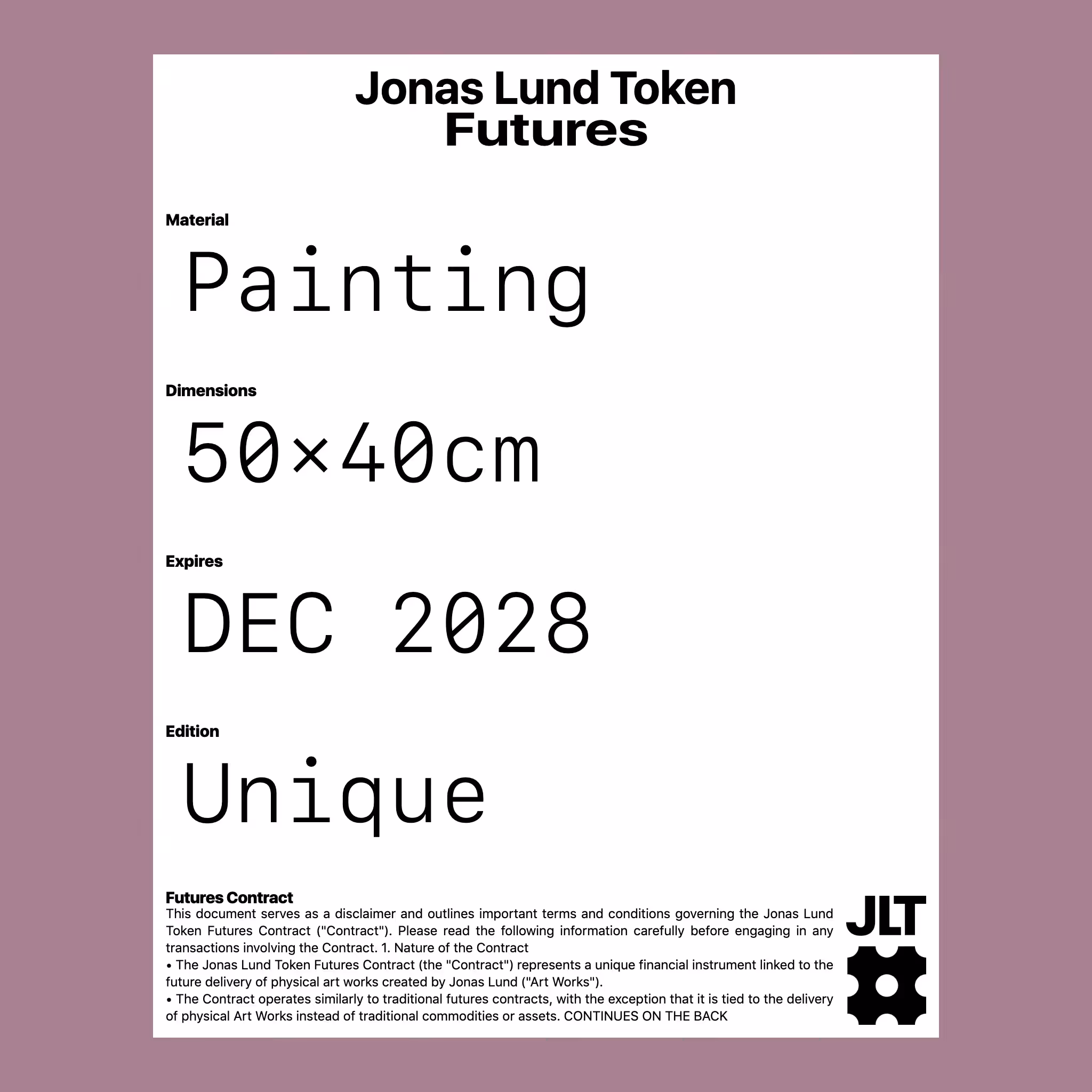 Jonas Lund Token Future #14