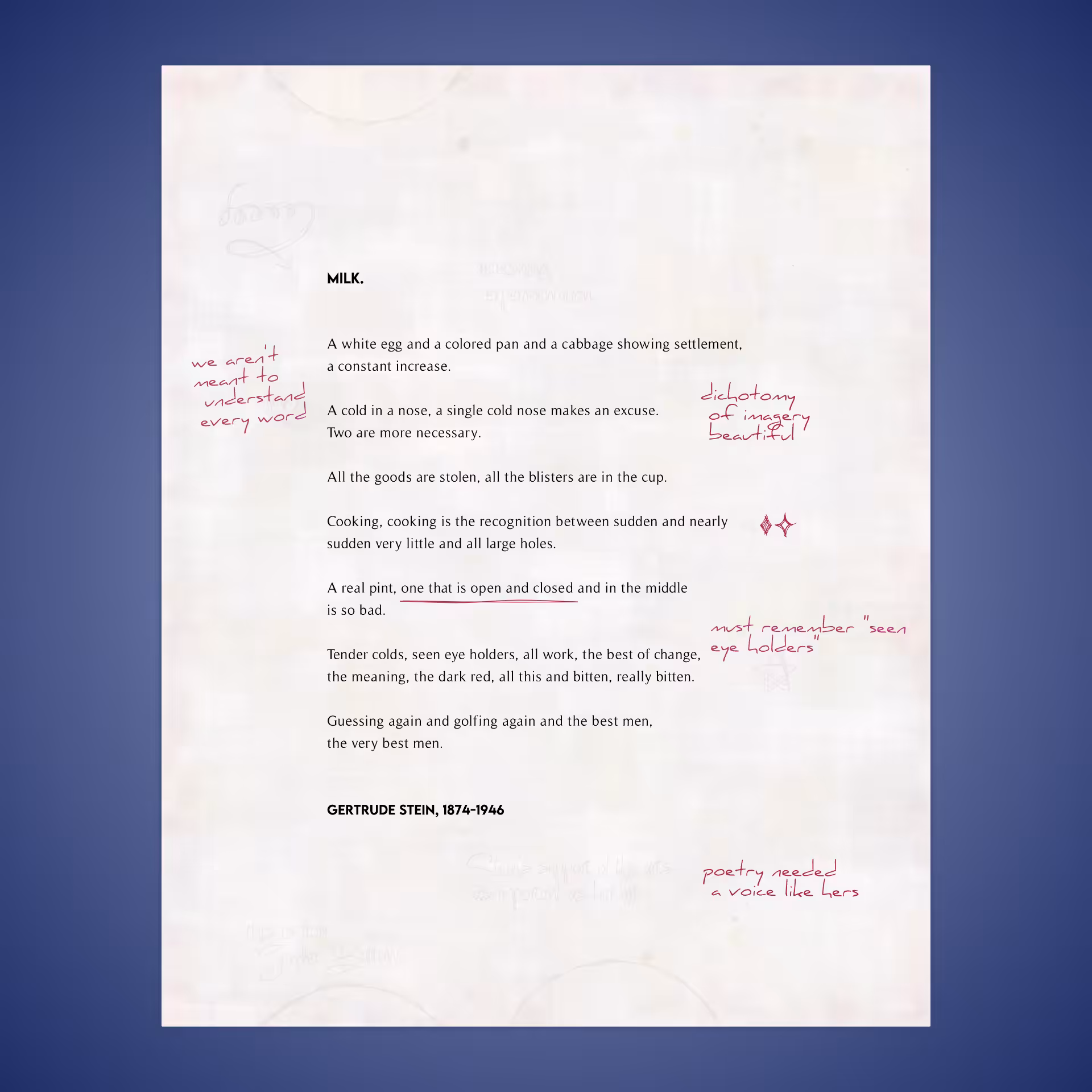 MILK. by Gertrude Stein #20