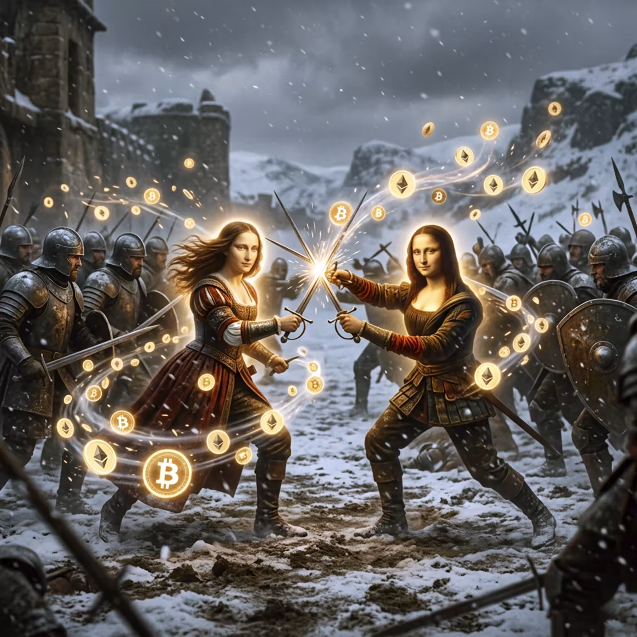"Monk Lis Battle: Bitcoin vs. Ethereum"