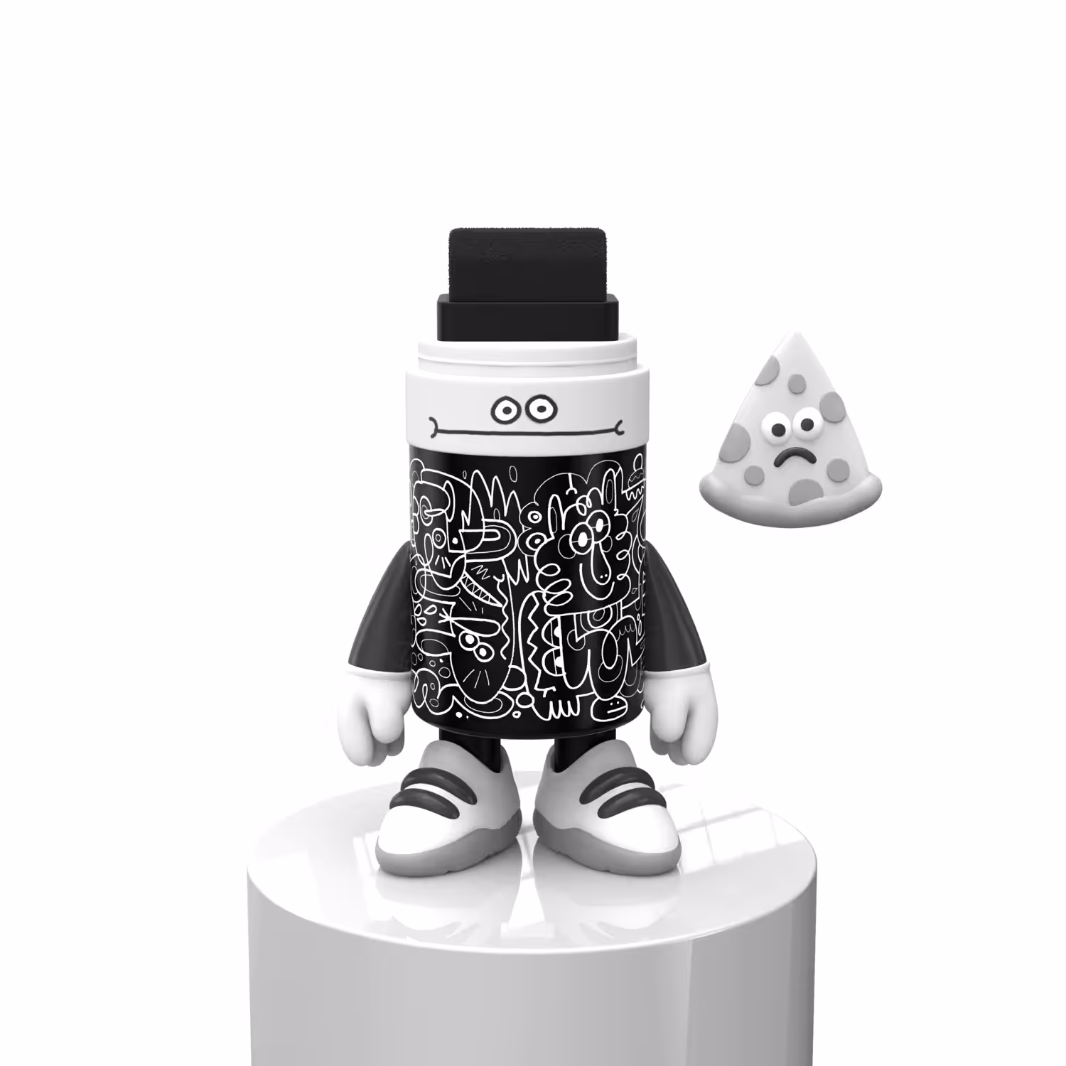 Jon Burgerman Marker Mascot (B&W)