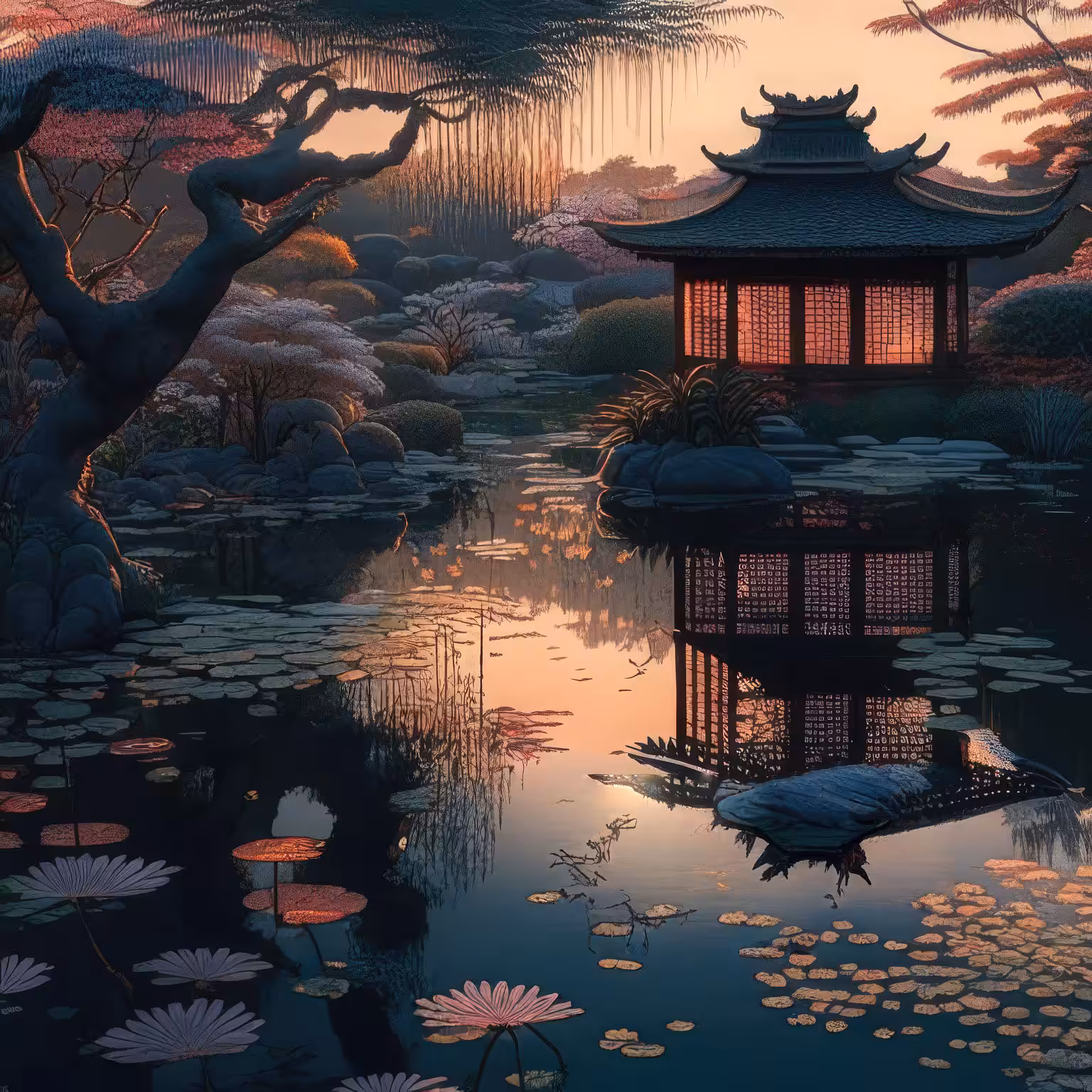 VV1off: Morning in Japanese garden 