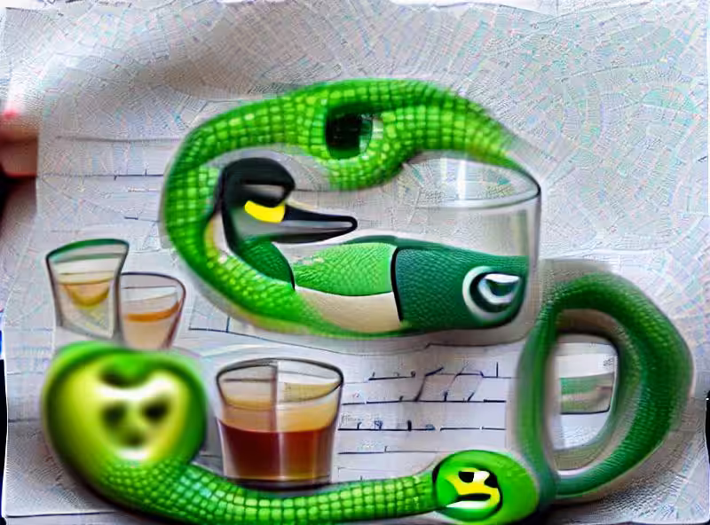 Abraham's First Works: green snake emoji drinking deadly poison