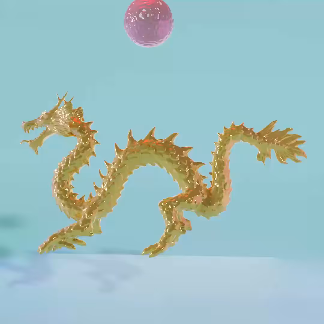 Dragon and pink ball waterfall