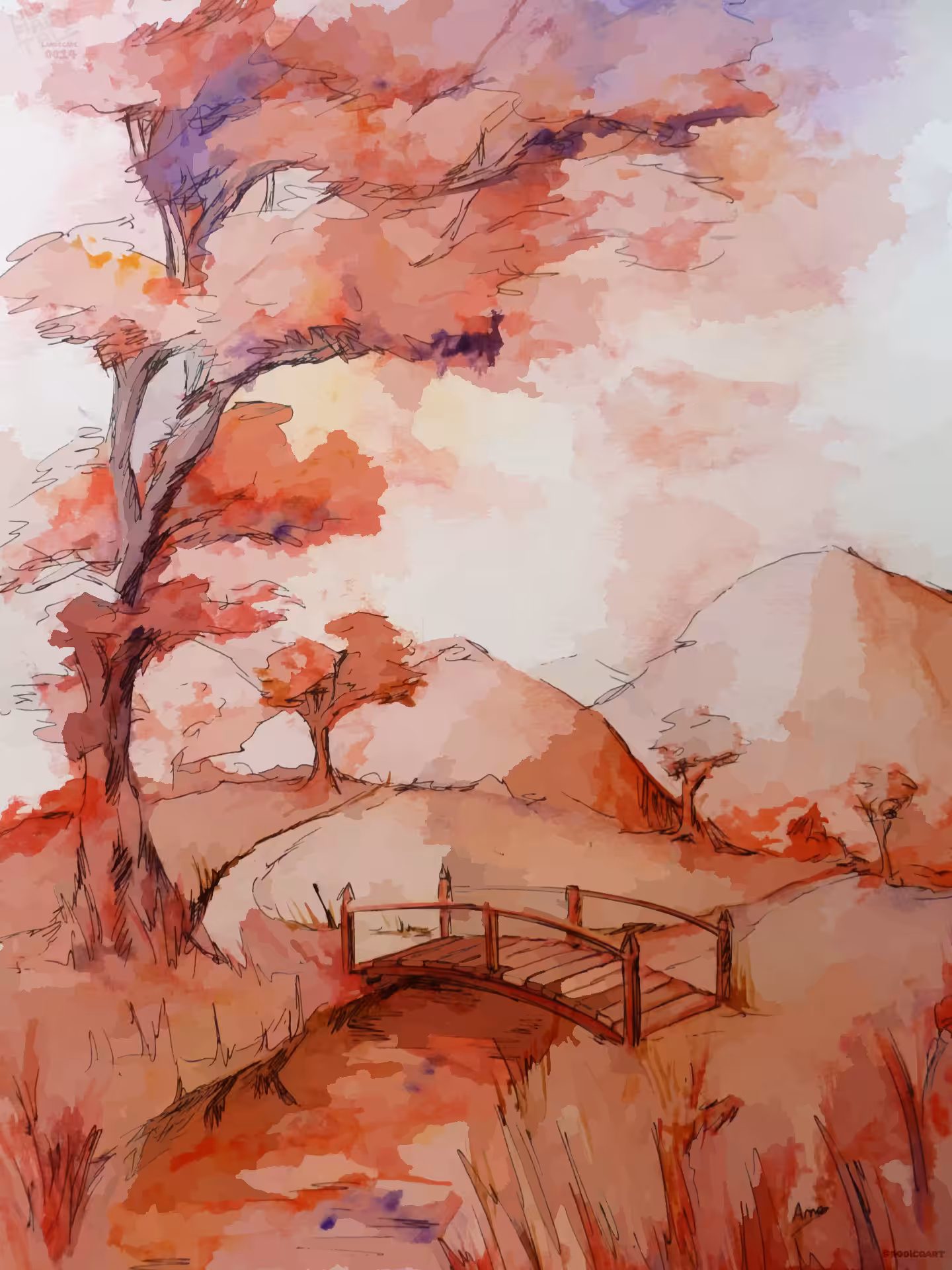 Fantasy watercolor landscape 0014