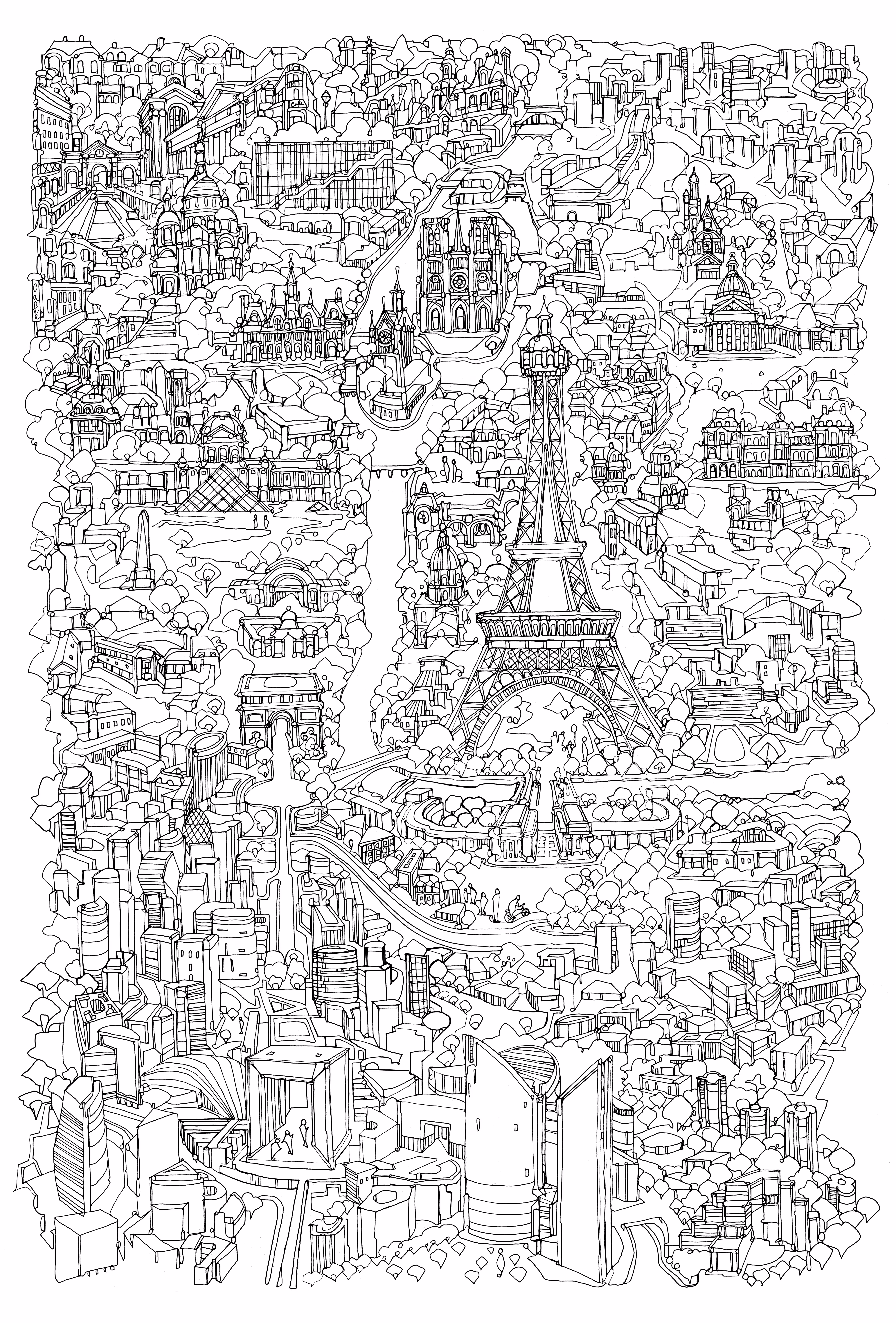 Paris Vertical Drawing