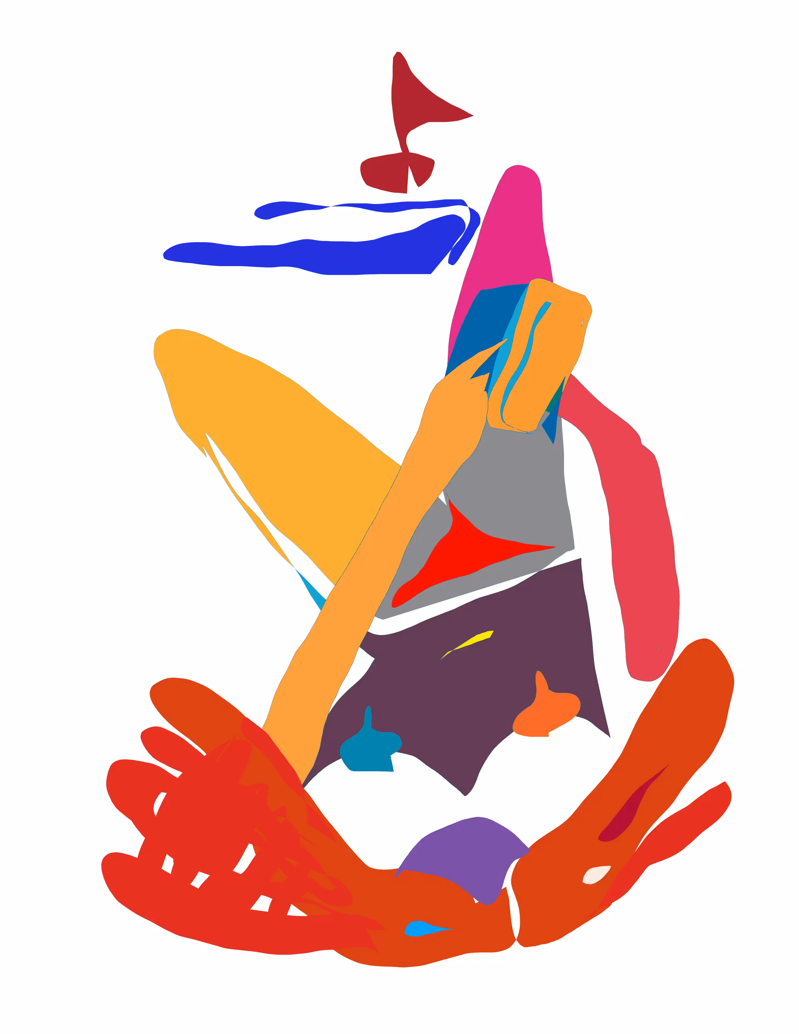 Multicolored brushstroke + nude art: Vacation in Tahiti