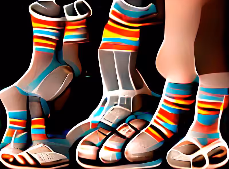Abraham's First Works: Fancy socks in decorative sandals
