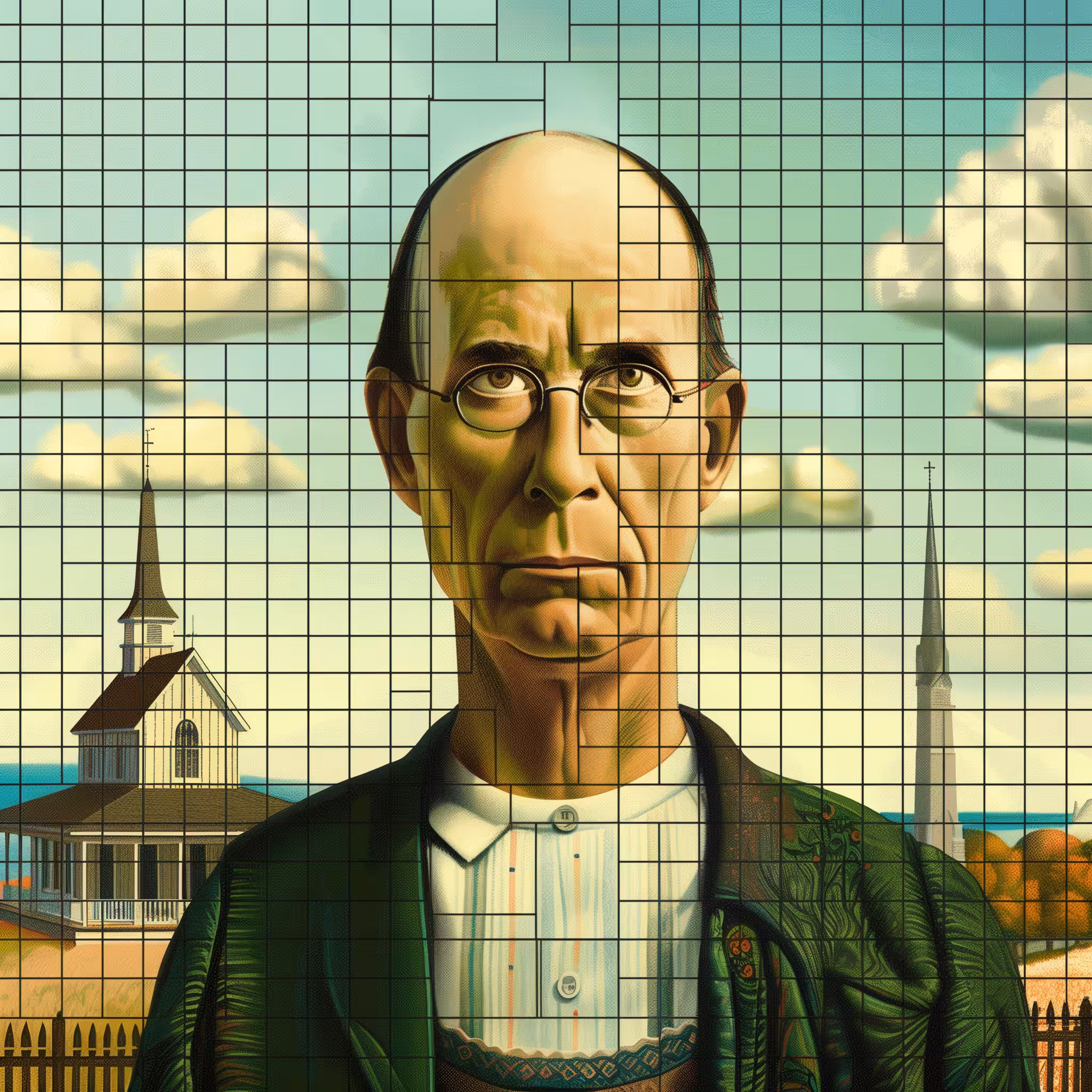 Three cycles: Iconic Panelscape American Gothic