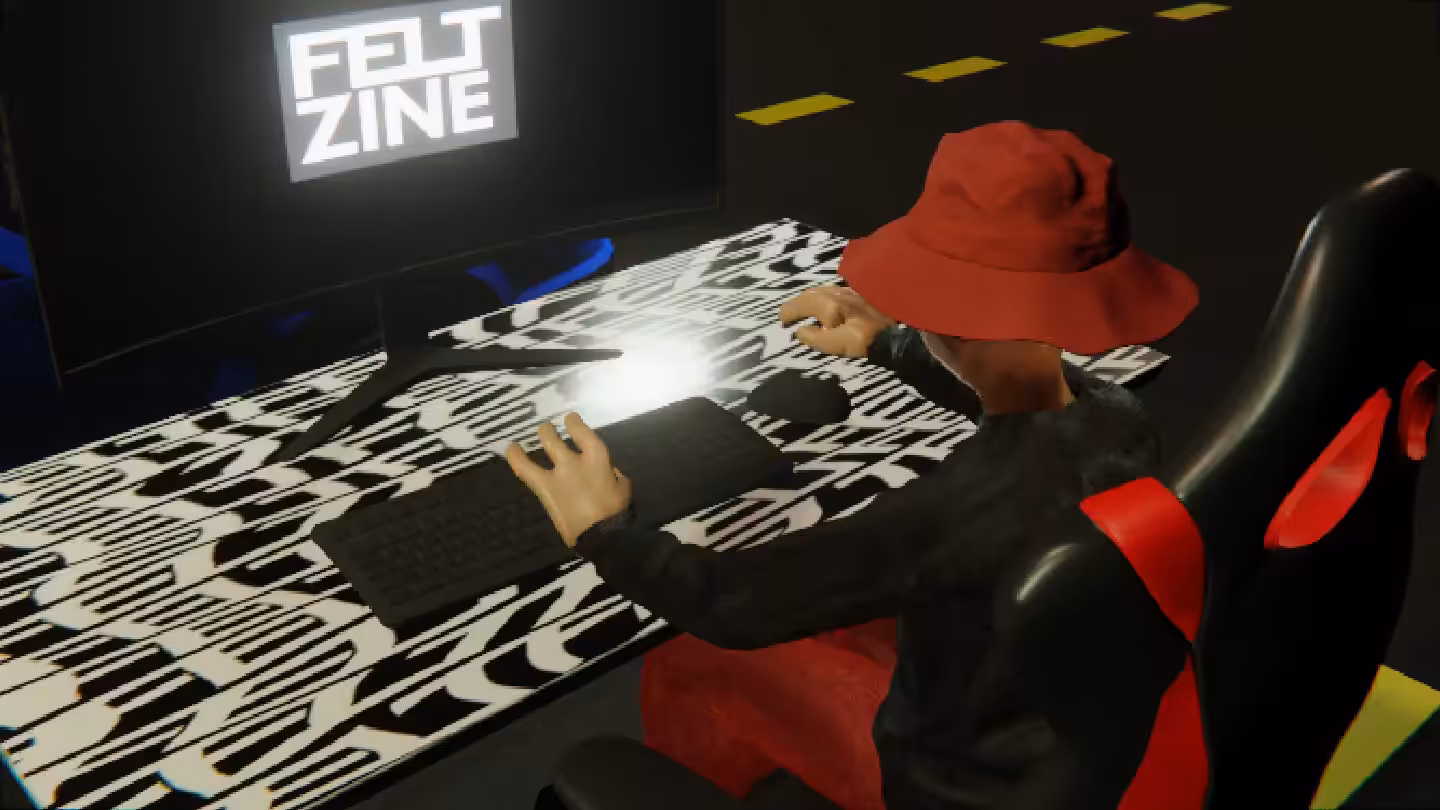 Desktop #29: The Hypebeast in the Gaming Chair With a Hanging Light and a Old School Monitor on a Pattern Table in The Streets