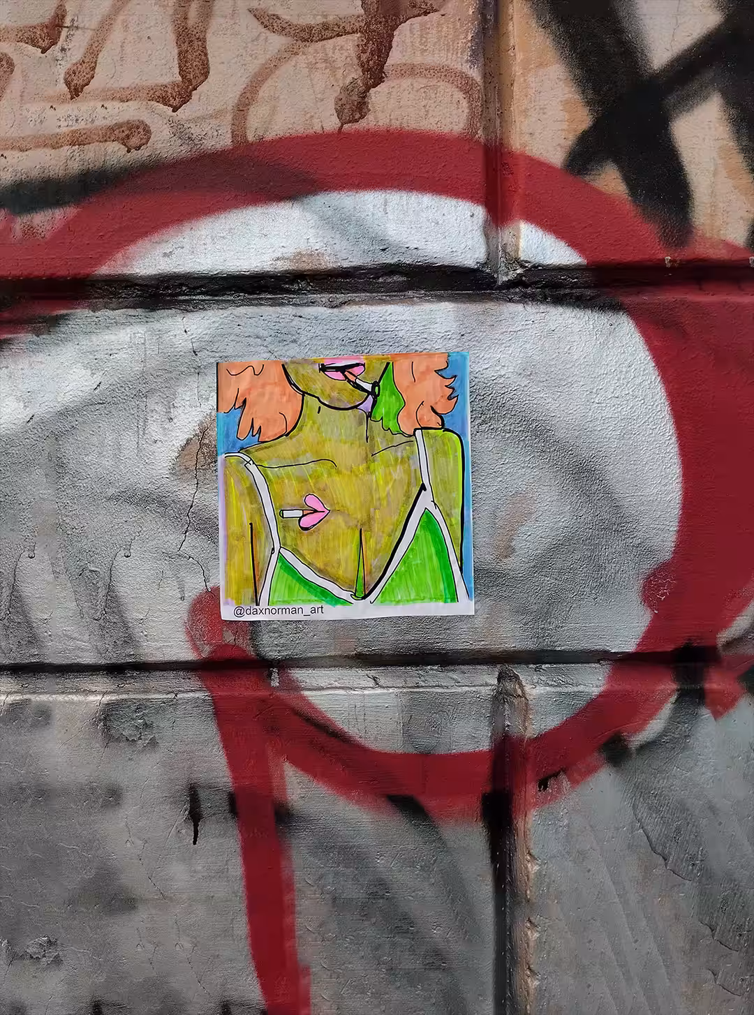 Heart Eyes smokin cig Graffiti