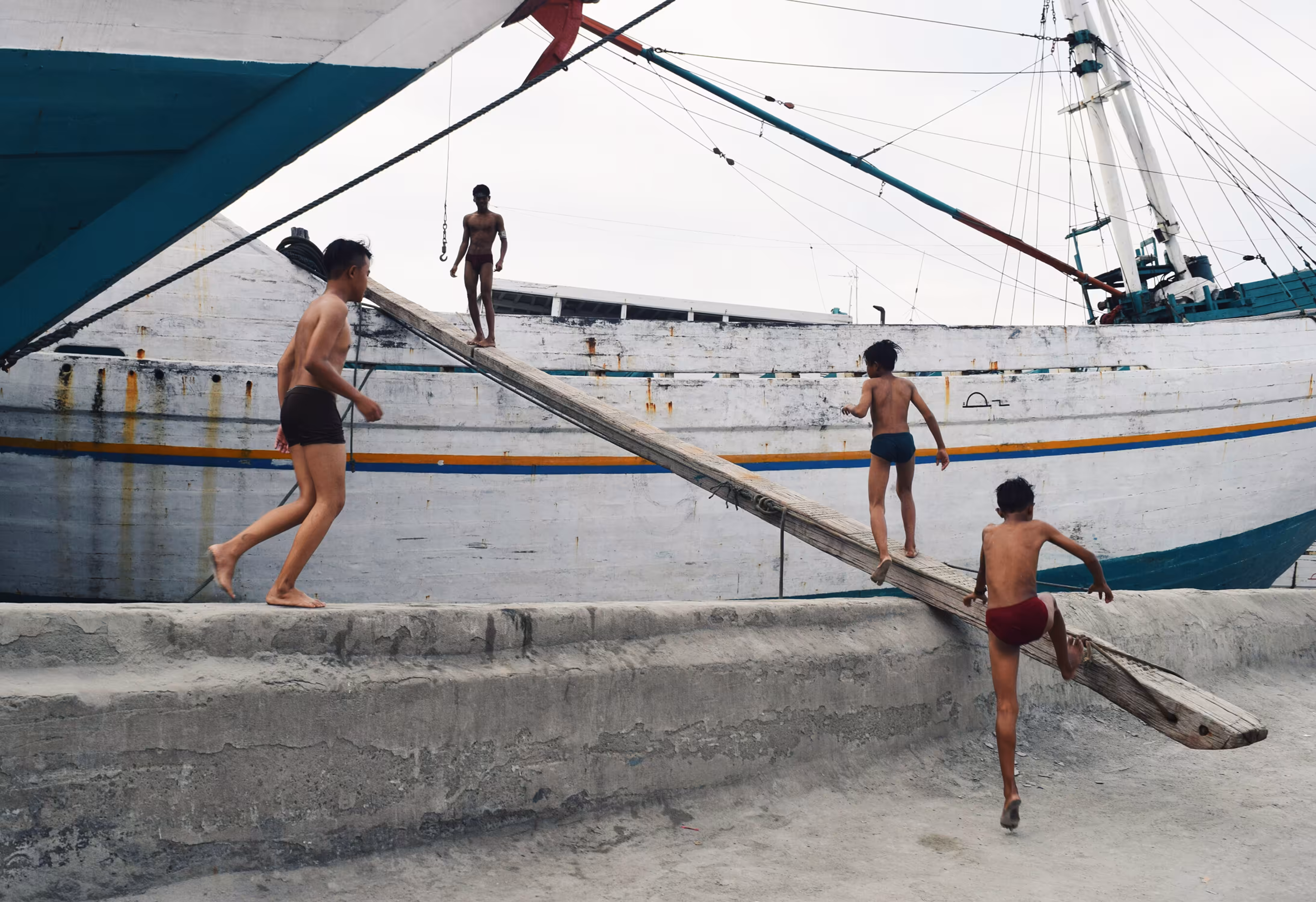 Playing at Sunda Kelapa Harbor