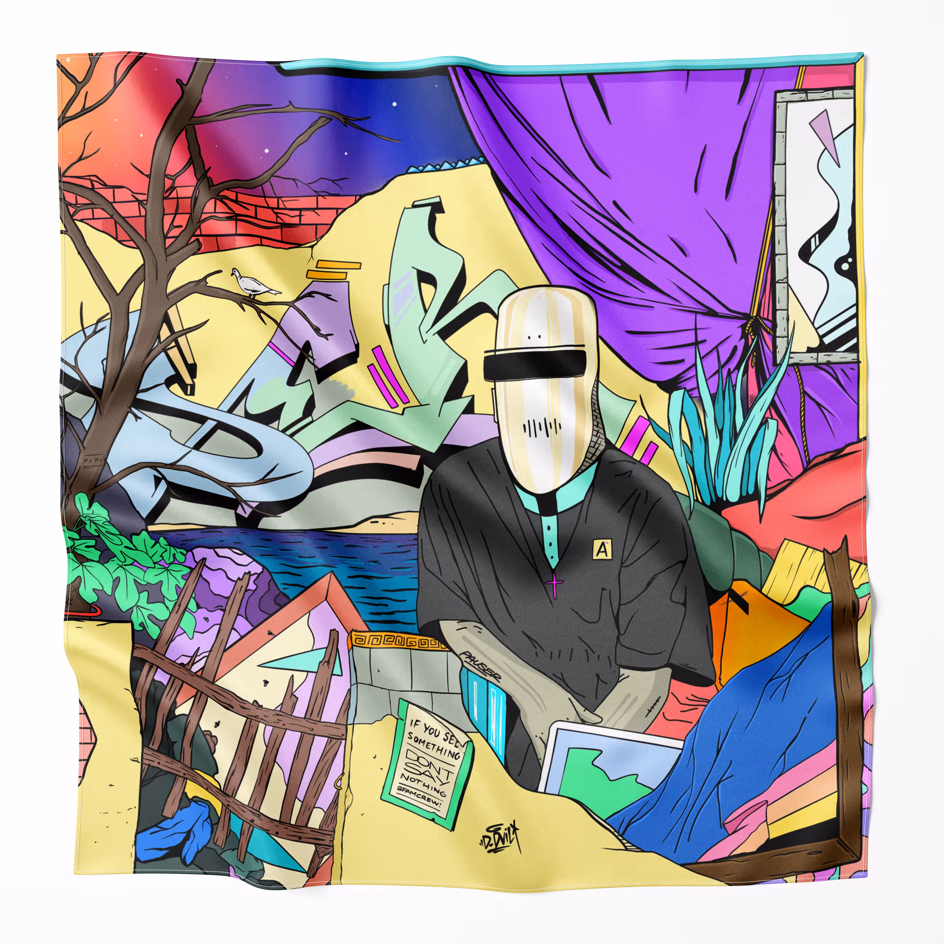 Luxury $Silk Scarf 'Looking For Love'