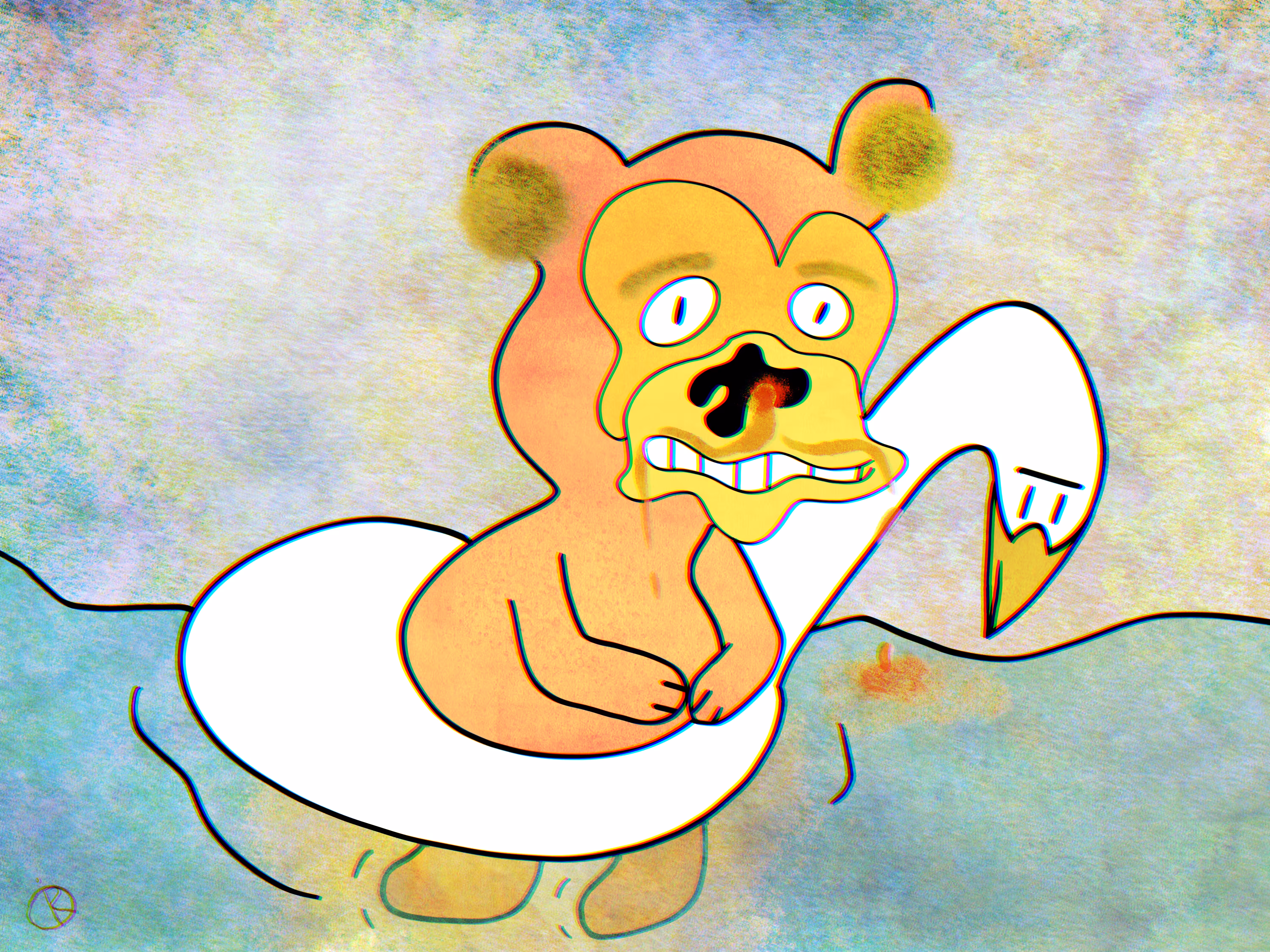 Bear swim with a duck