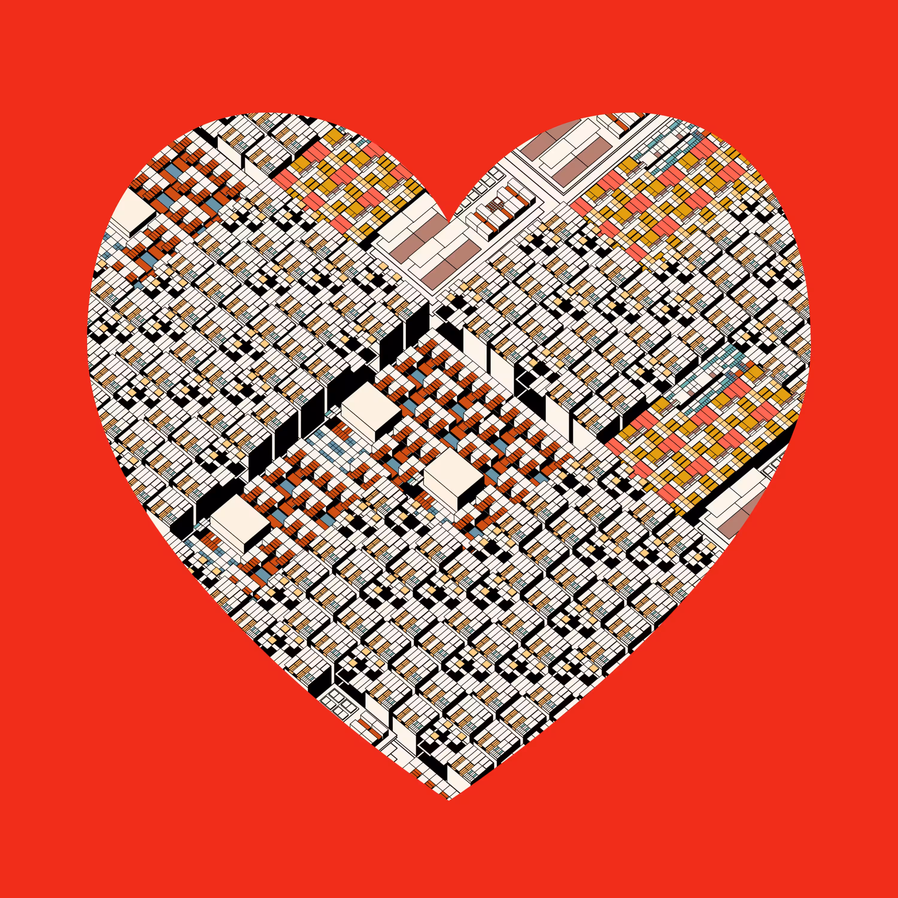 Deca Decagon RED HEART Symbol Square #843
