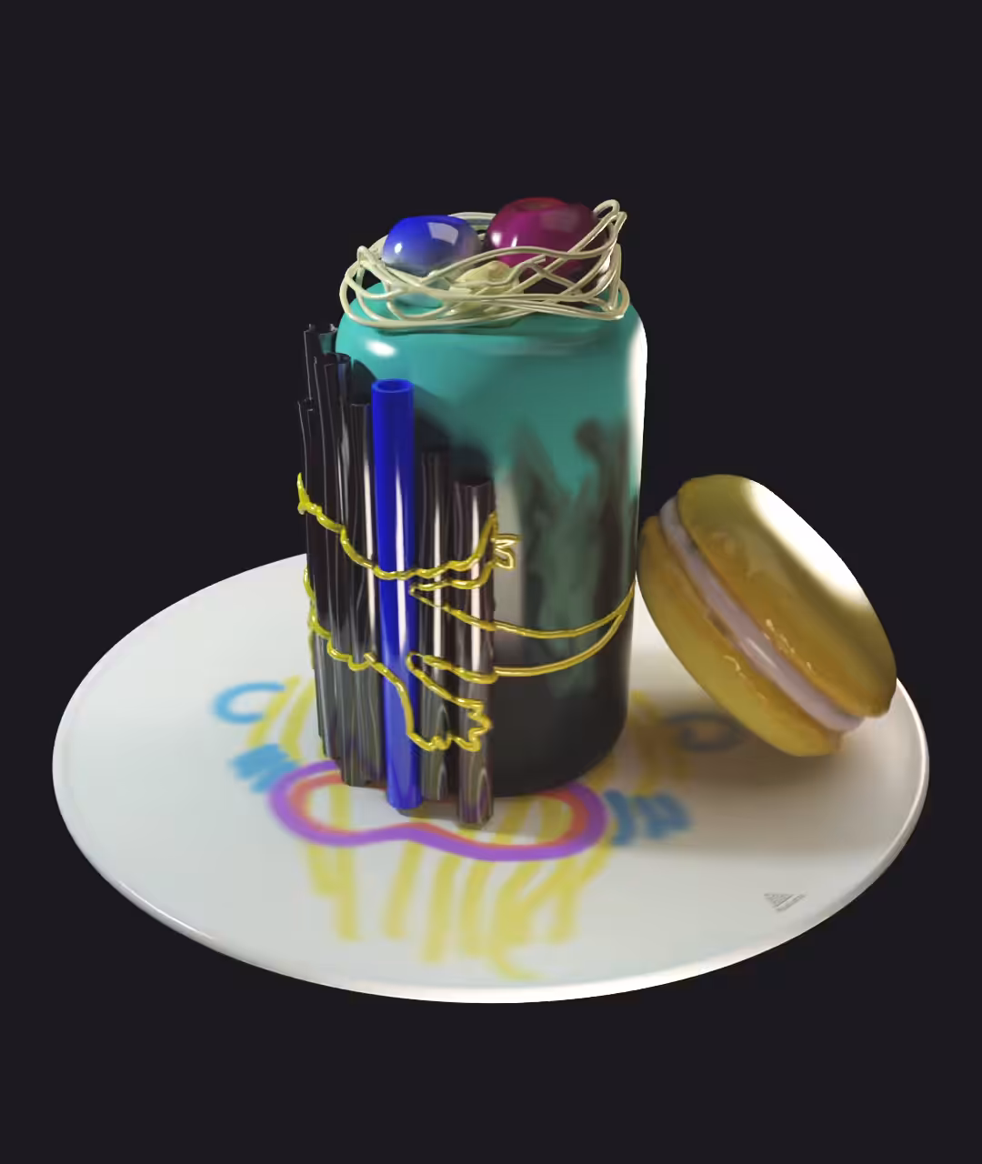 Sculpt plate "Plate with cake" by Koloto