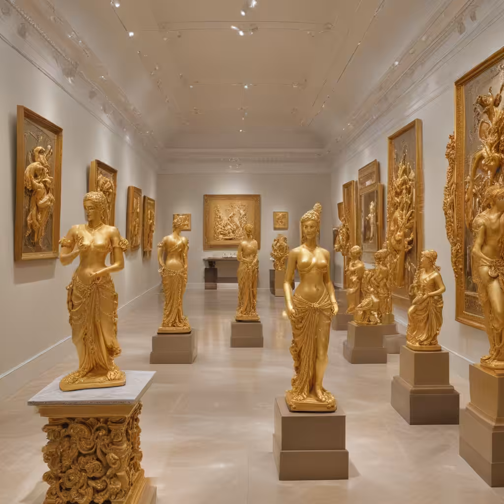shimmering golden statues 