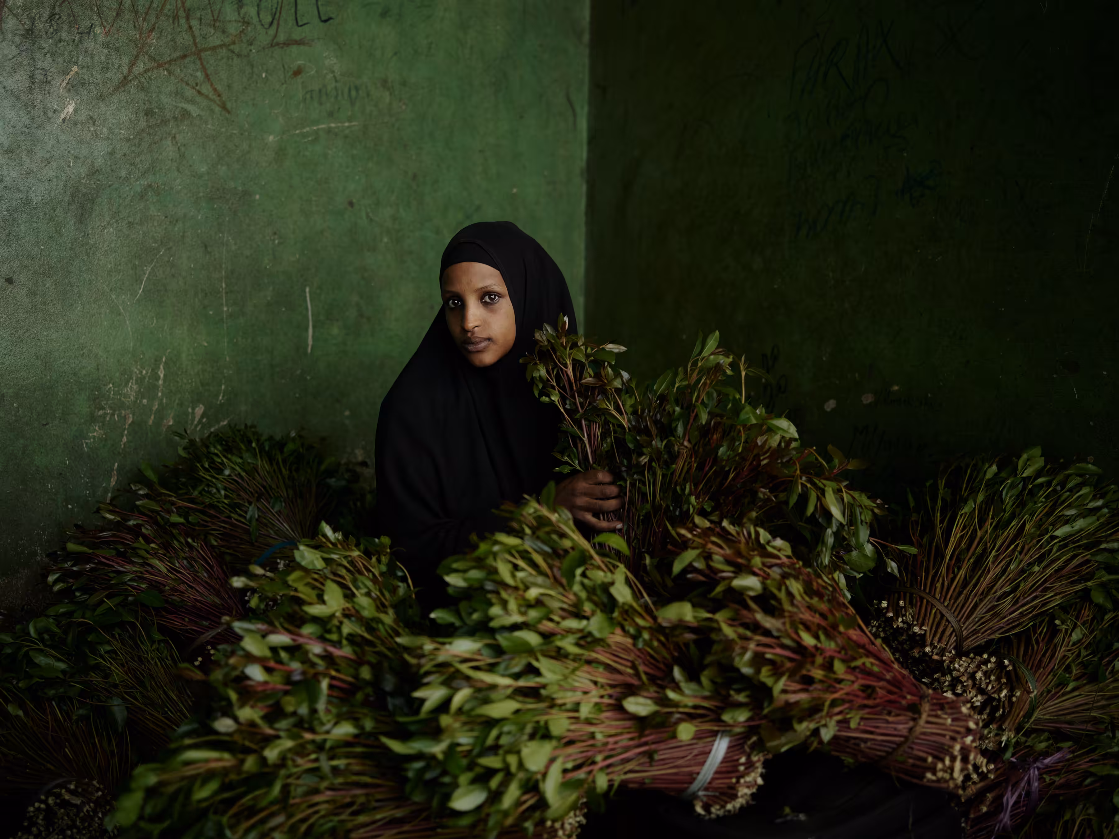 Ethiopia - Derartu, a Merchant, with Bundles of Ch’at