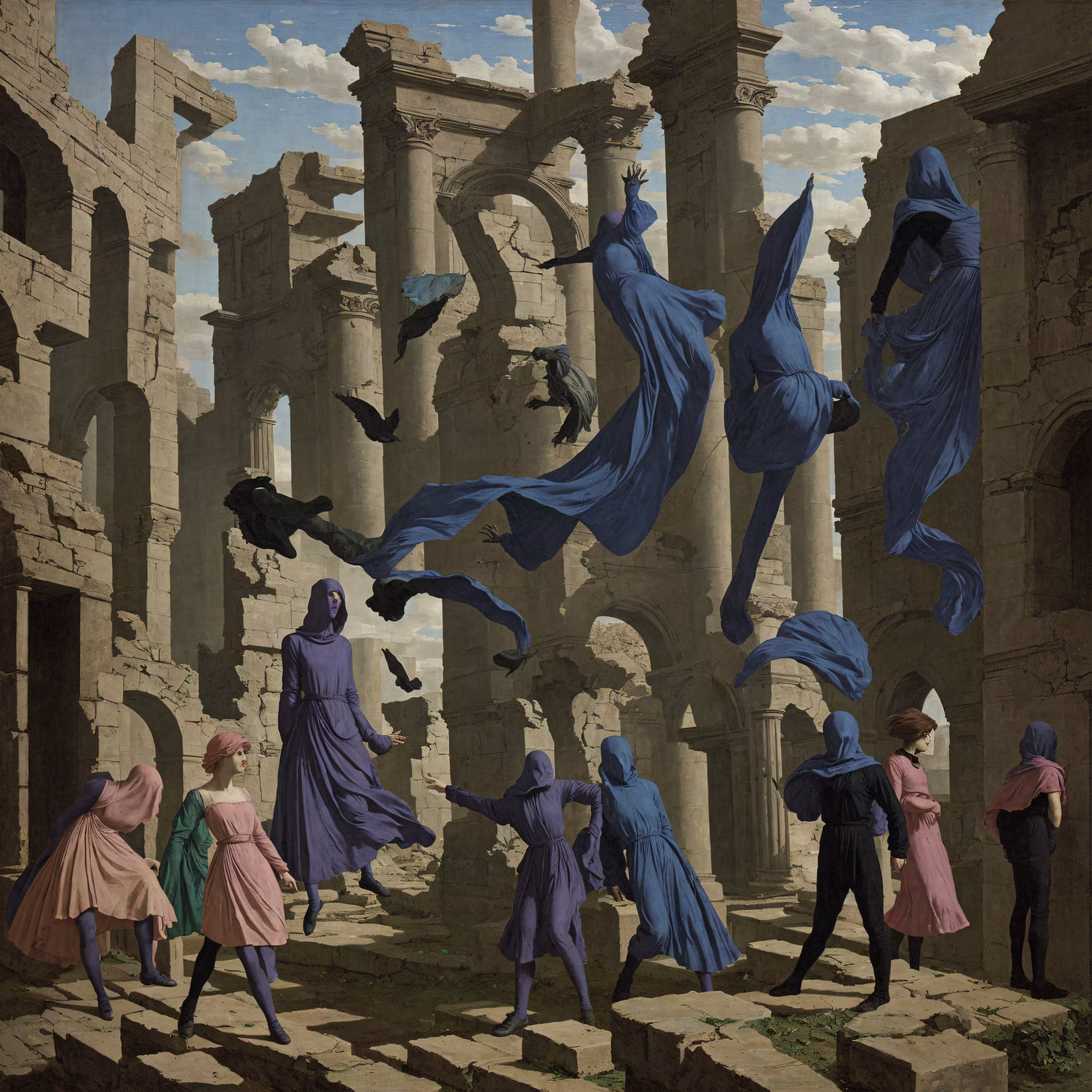 Falling silk on falling ruins