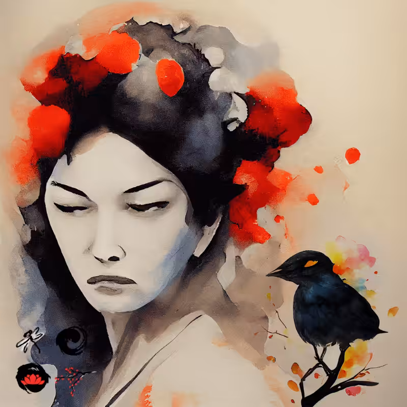 Geisha And Bird #3