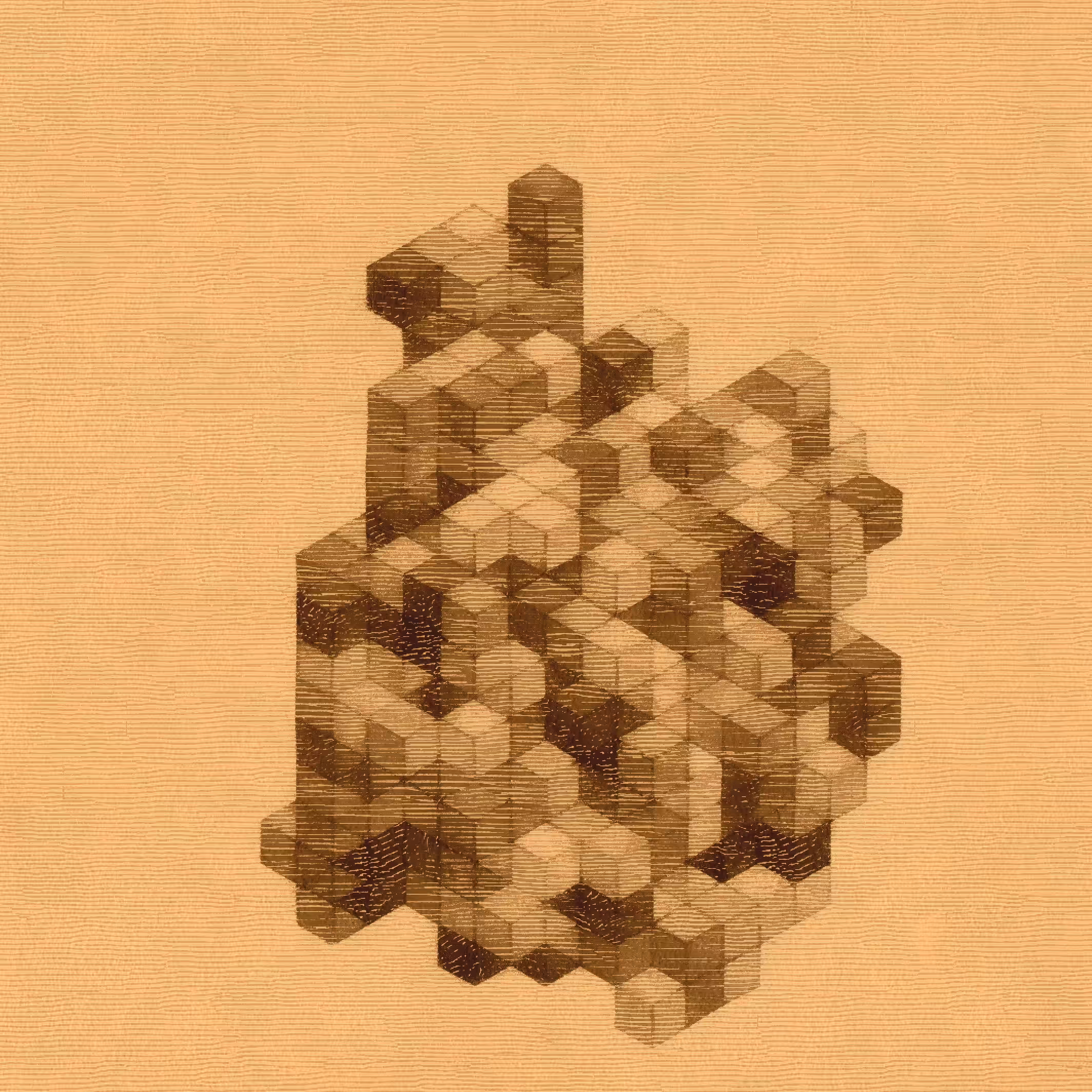 Etched Isometric Wooden Cubes #5
