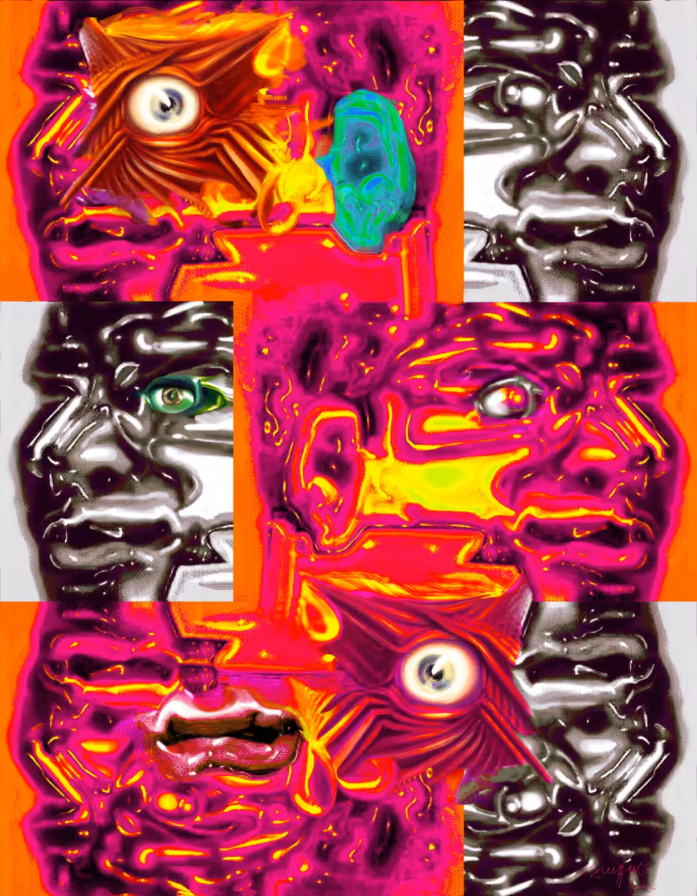 Bicéphale: TOTEM Bicéphale Collection (ww3) Hiding Lilliput #001B.4 - Série Digital(e) Portrait