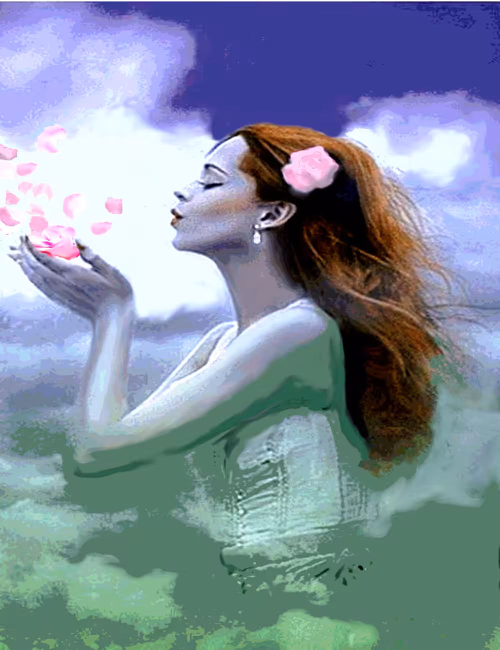Nature Girl Blowing Petals in the Breeze