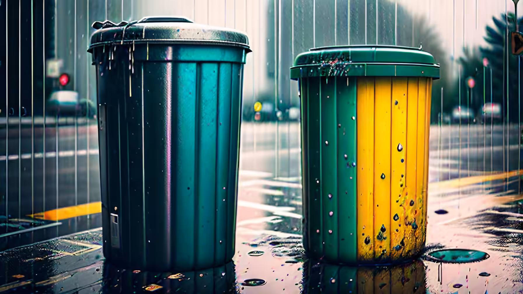Sad trash in the rain