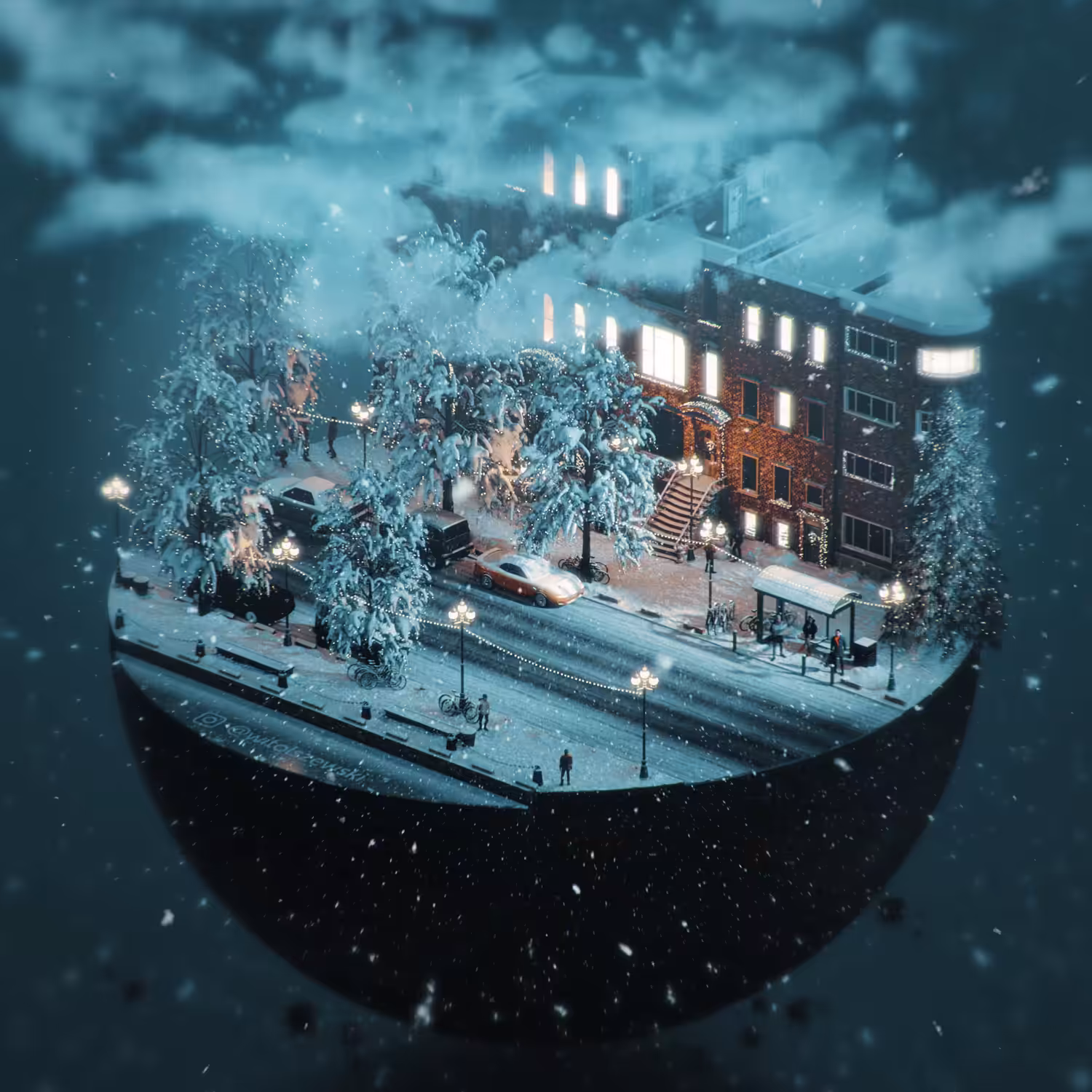 Snowy winter night