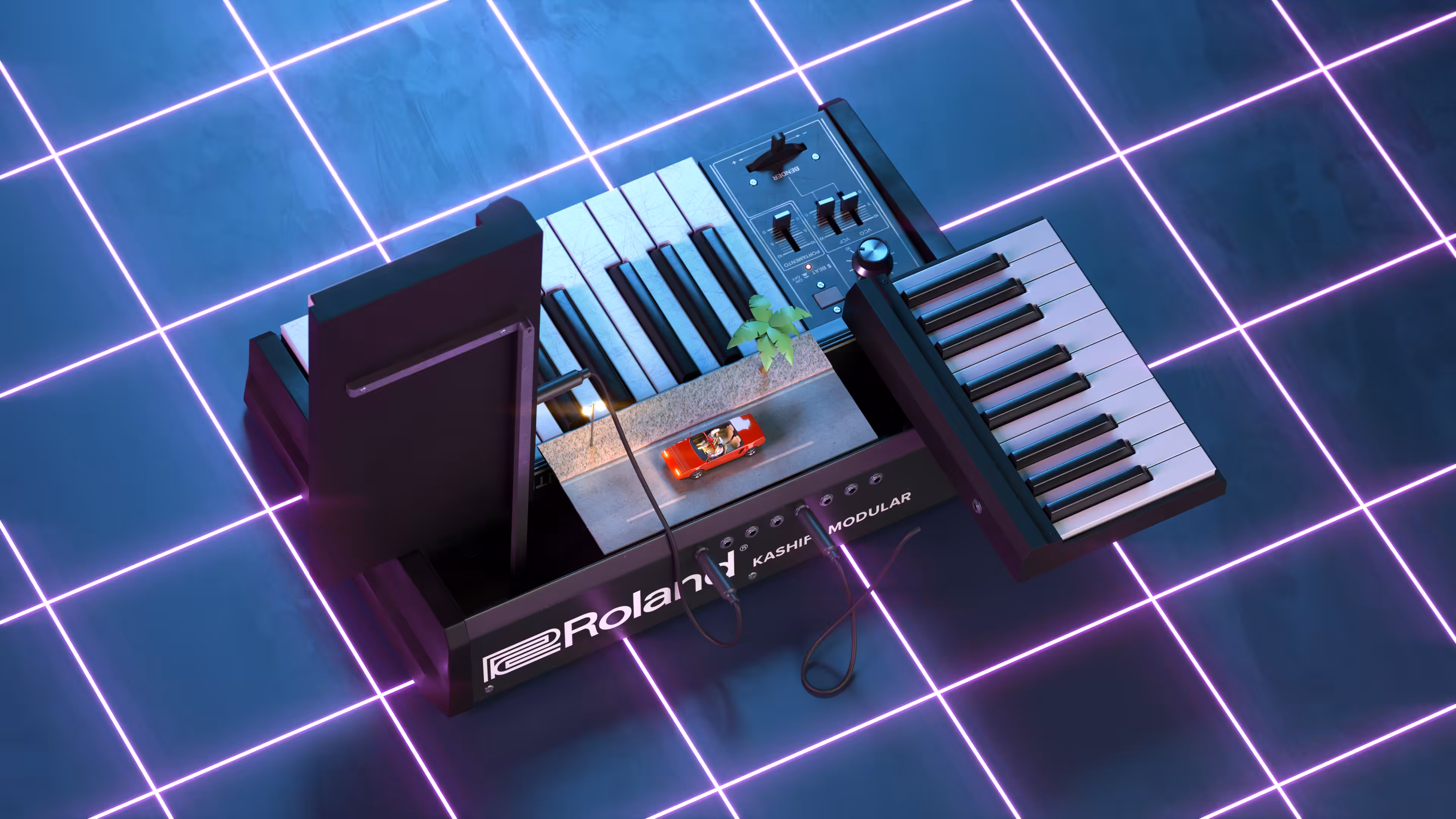 electrofunk modsynth - topdown