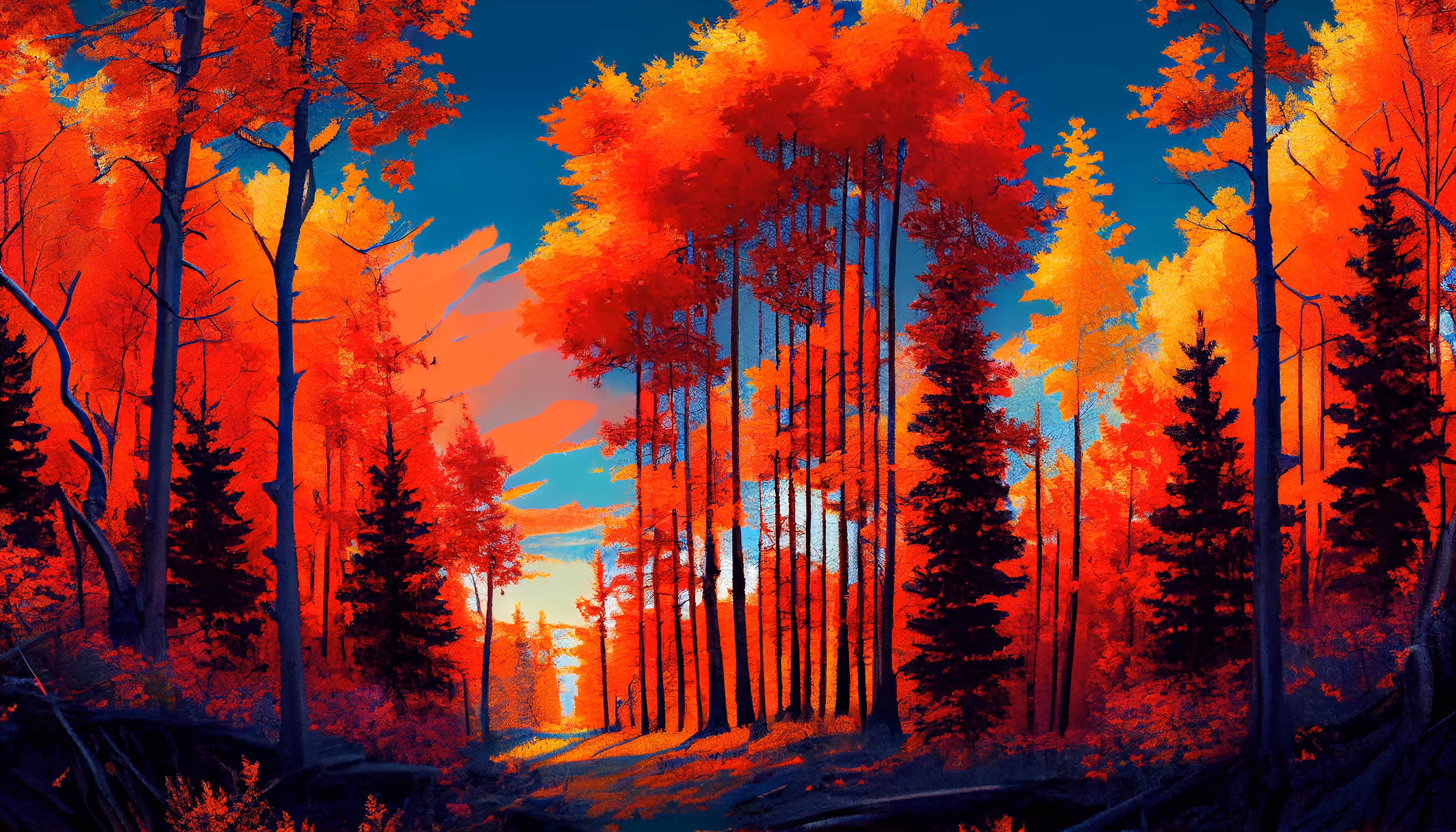 My colored cave: Magical trees