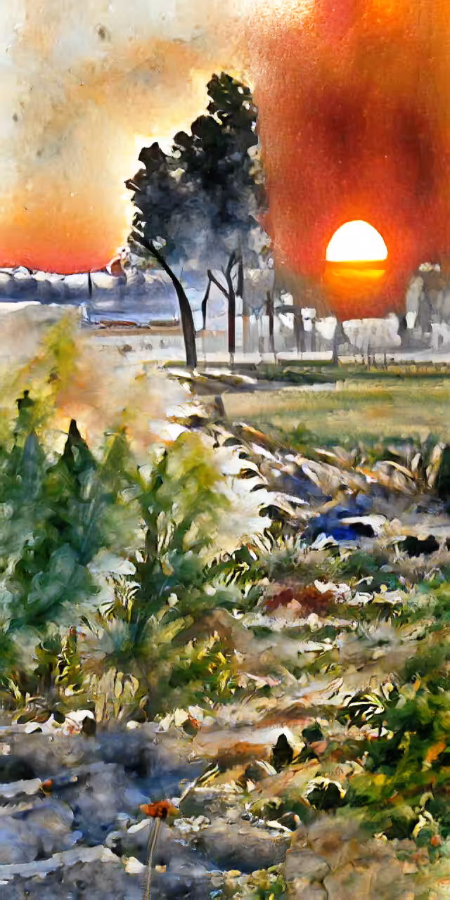 Last Sunrise in Watercolor