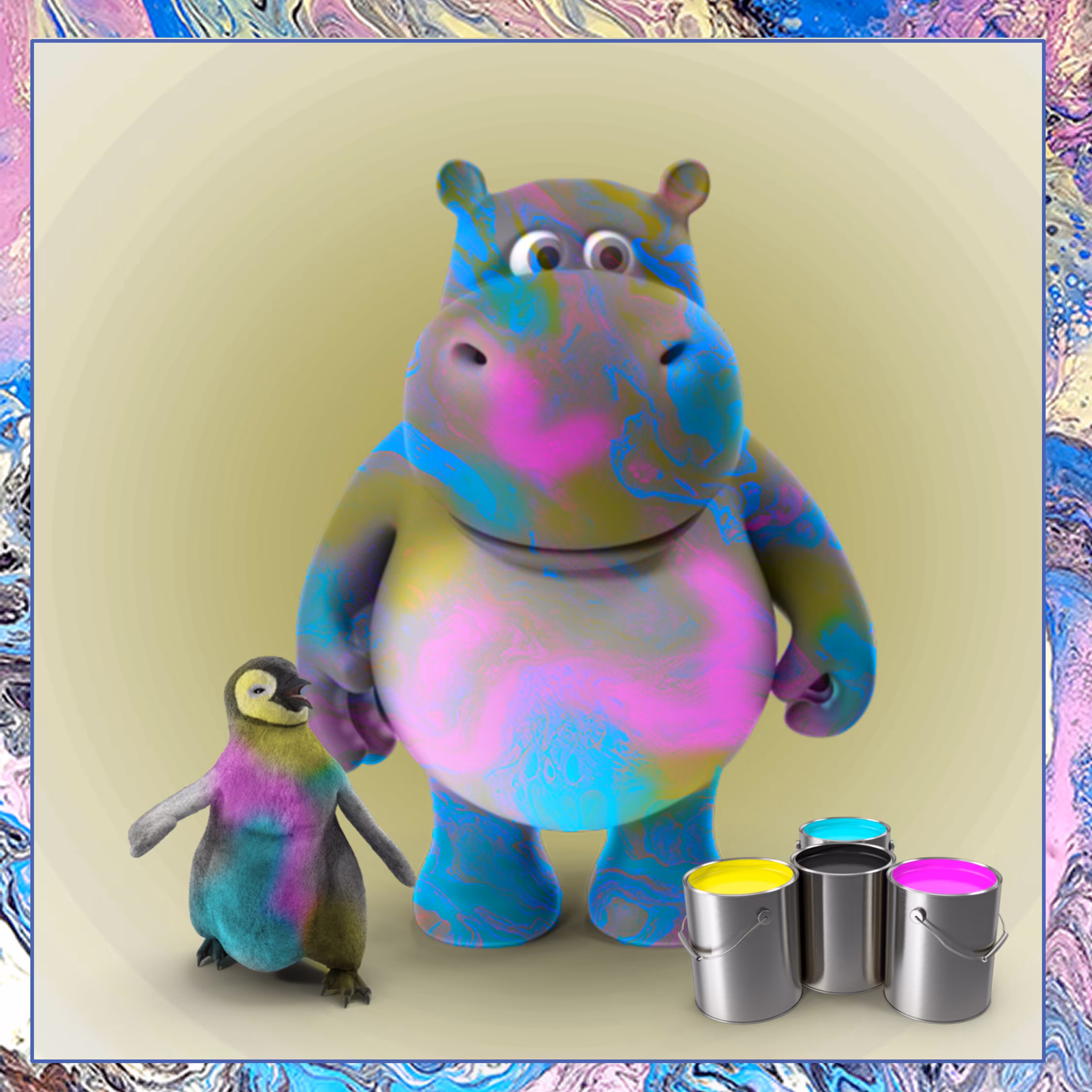 Painter Hippo and Pete Penguin 