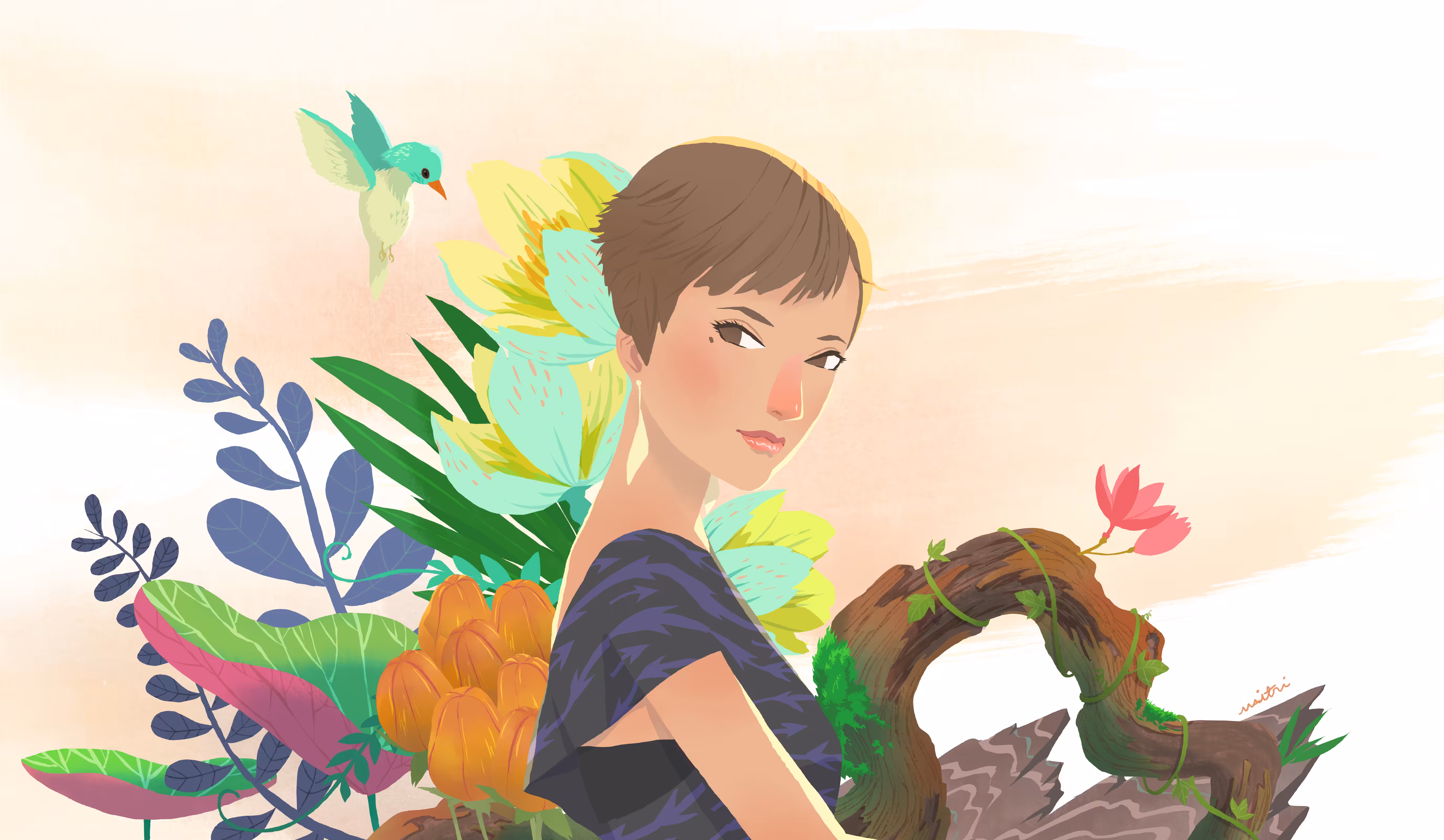 Girl in the botanical garden